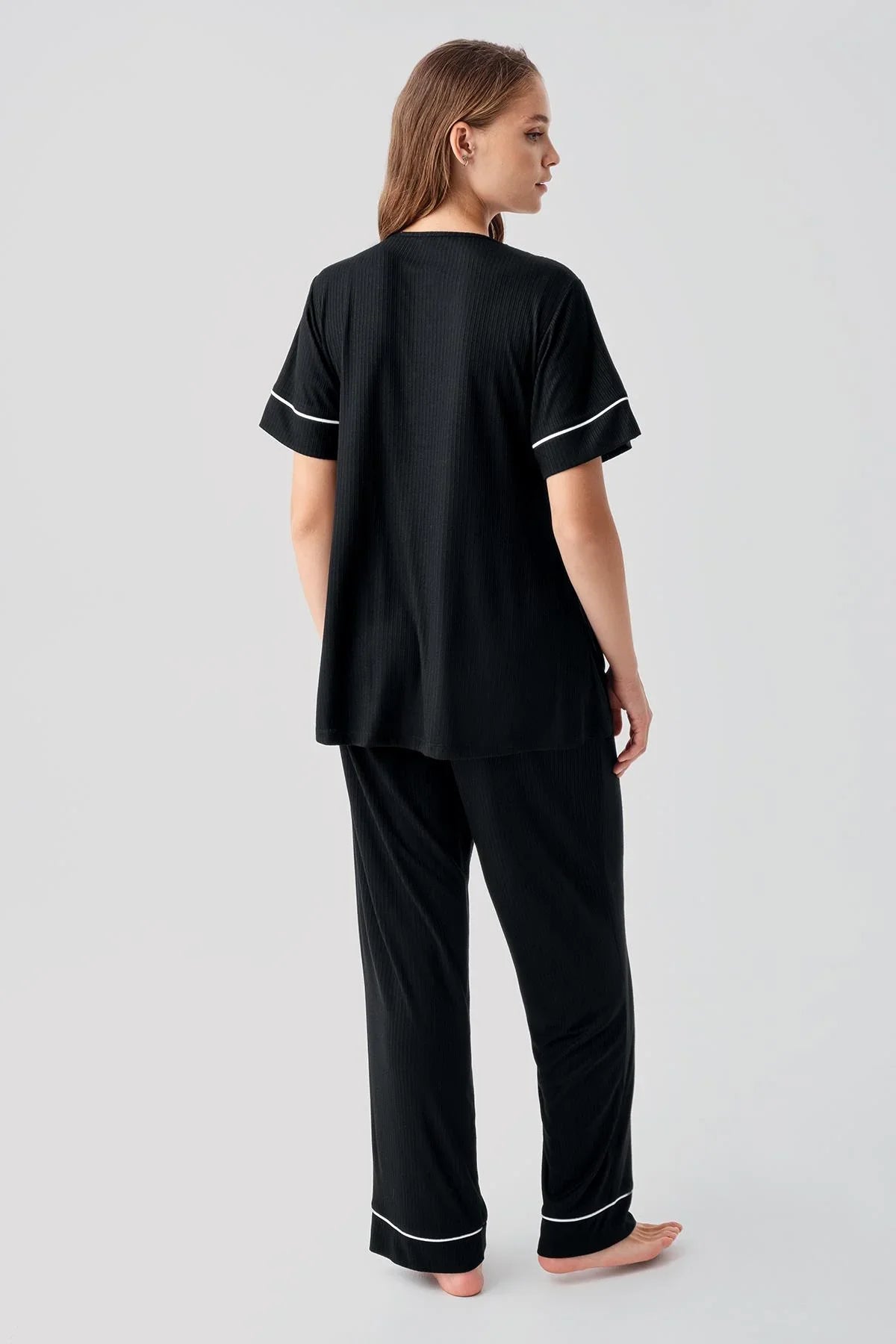 Short Sleeve Flexible Viscose Maternity Pajama Set 16302