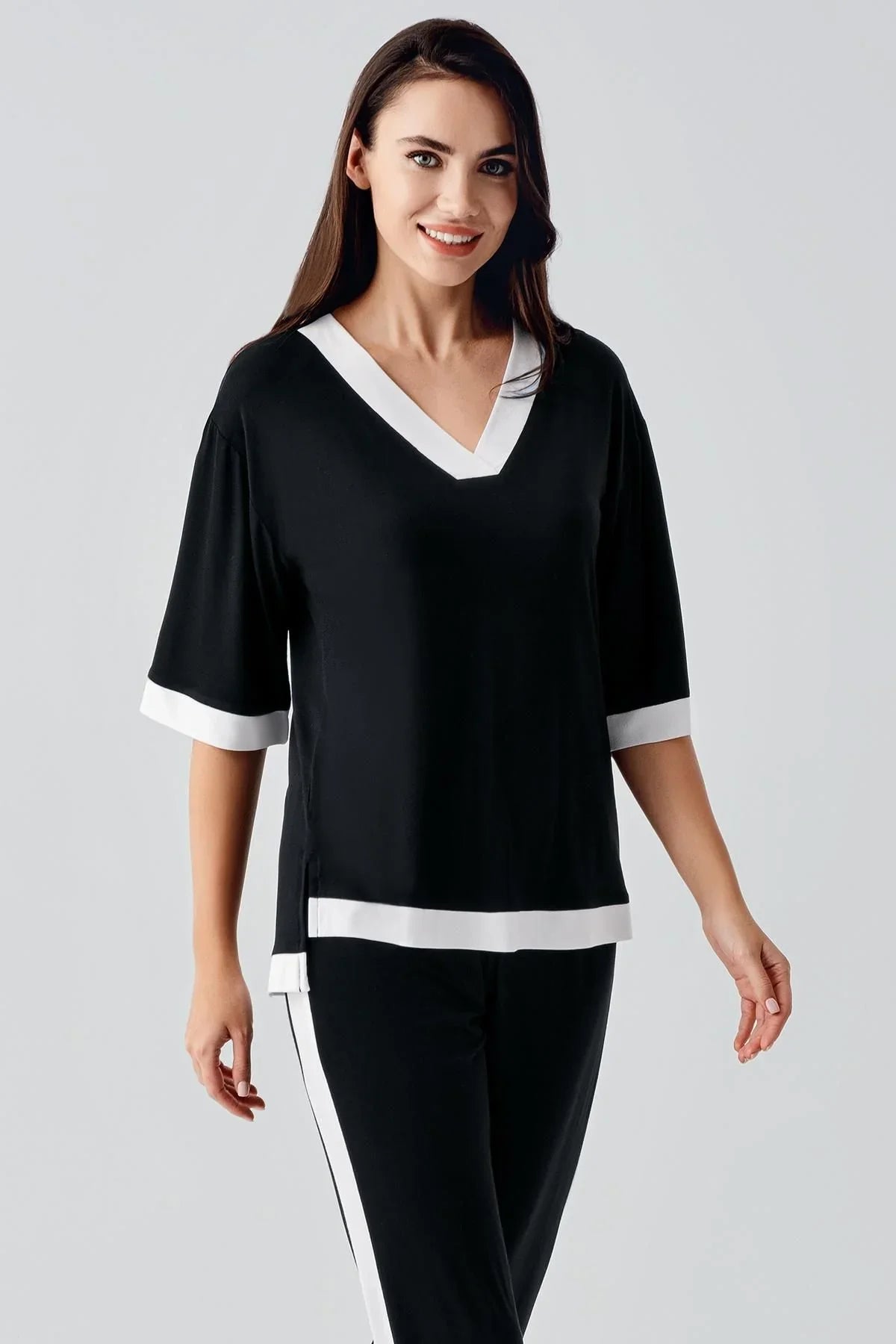 Kısa Kollu Esnek Viskoz Pijama Takım 17213 - Artış Collection