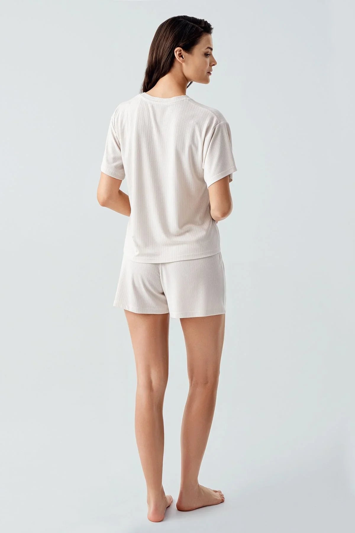 Short Sleeve Flexible Viscose Shorts Pajama Set 17211