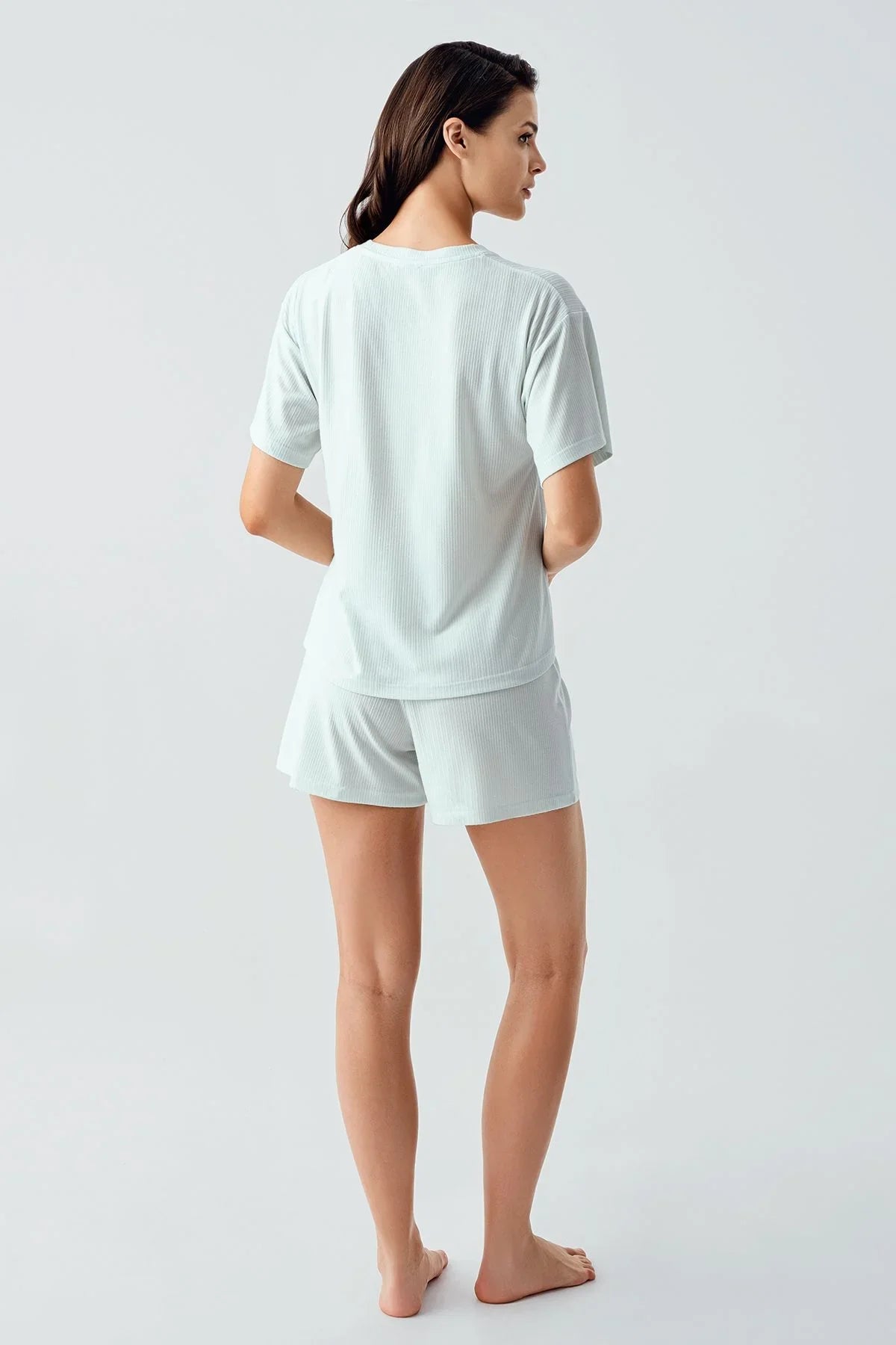 Short Sleeve Flexible Viscose Shorts Pajama Set 17211