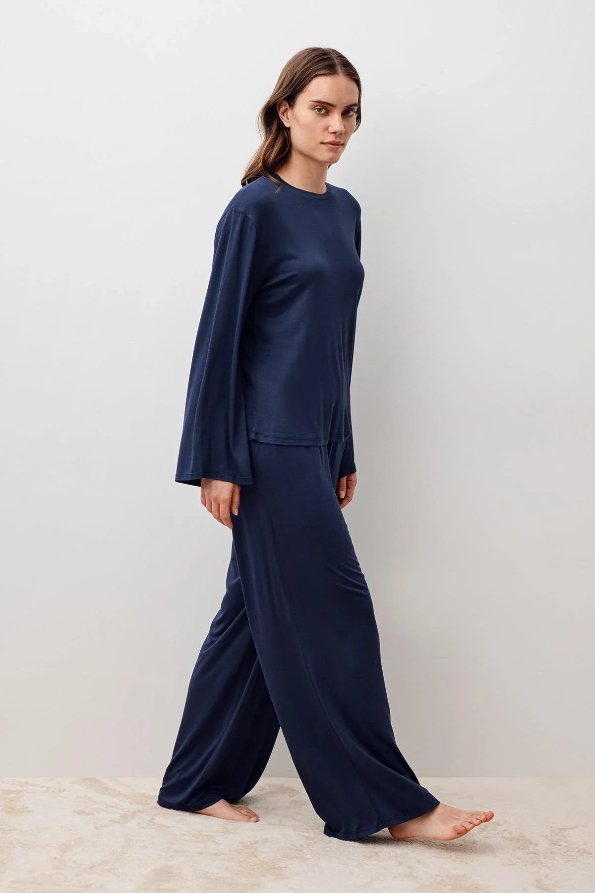 Uzun Kollu Oversize Basic Likralı Viskoz Alt Üst Takım 20210