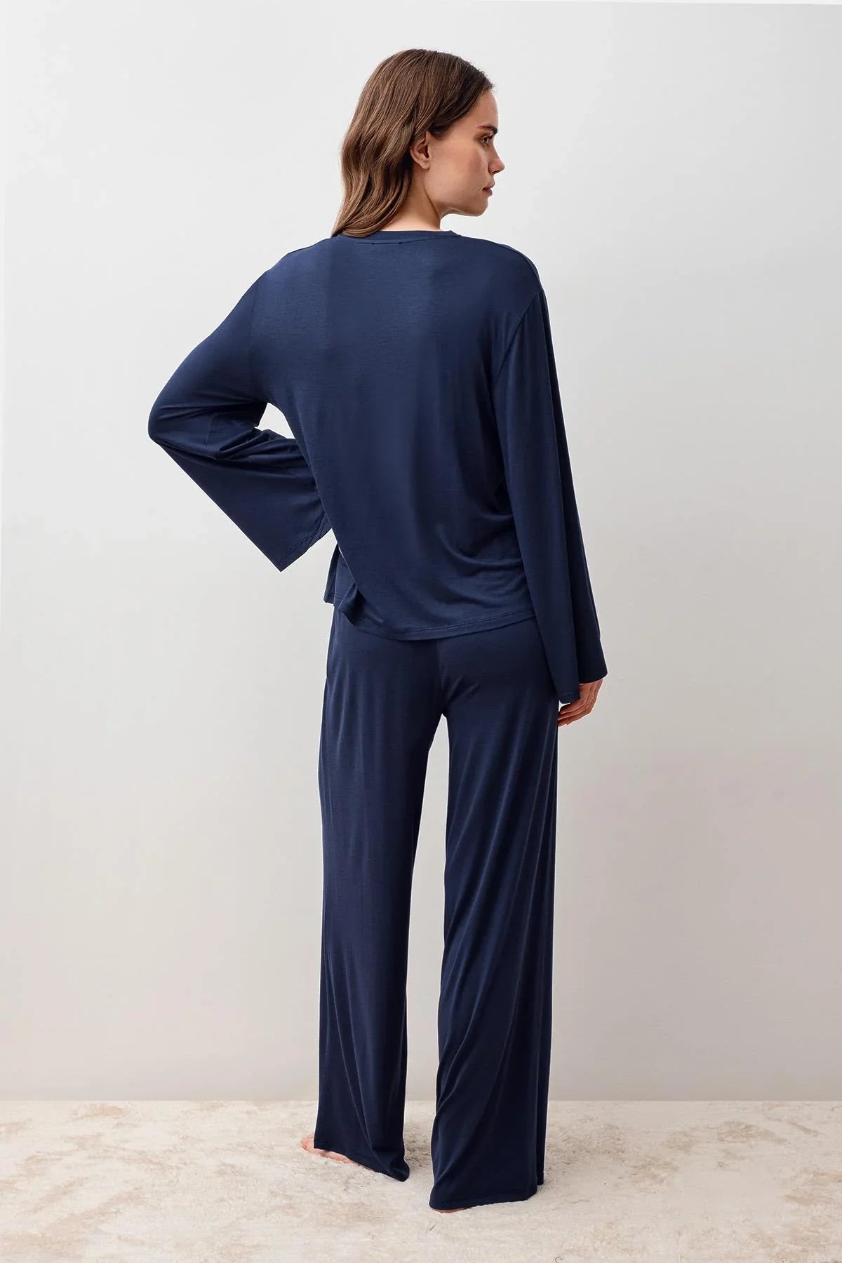 Uzun Kollu Oversize Basic Likralı Viskoz Alt Üst Takım 20210