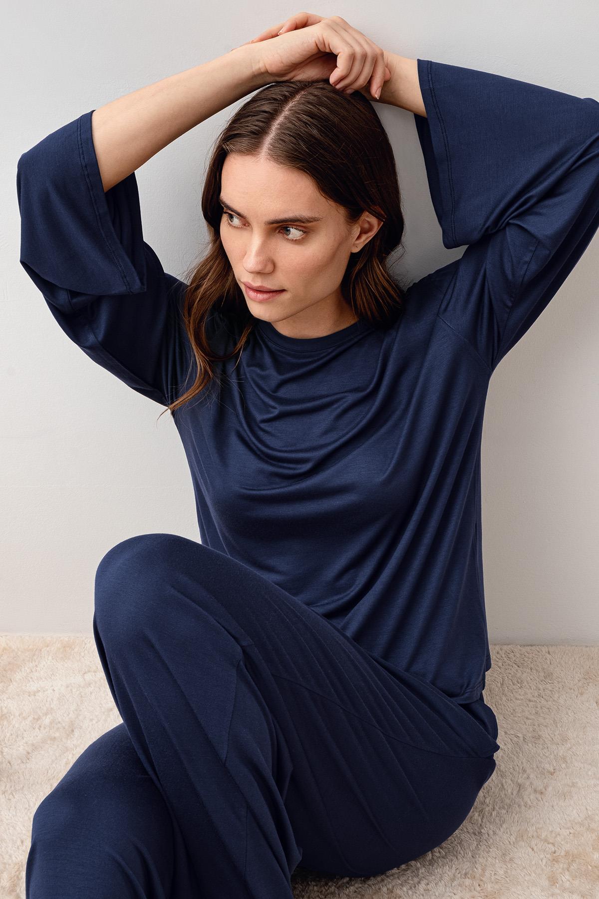 Uzun Kollu Oversize Basic Likralı Viskoz Alt Üst Takım 20210