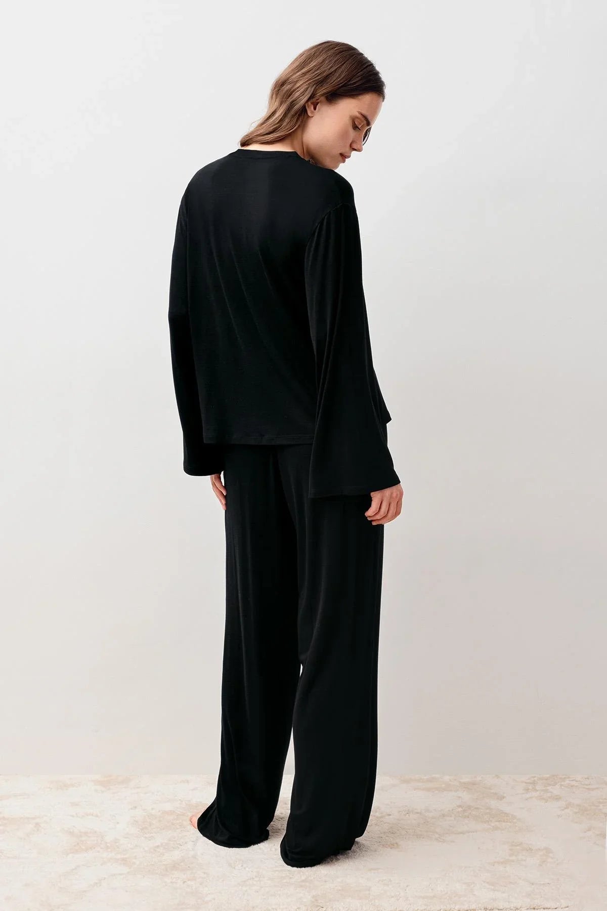 Uzun Kollu Oversize Basic Likralı Viskoz Alt Üst Takım 20210
