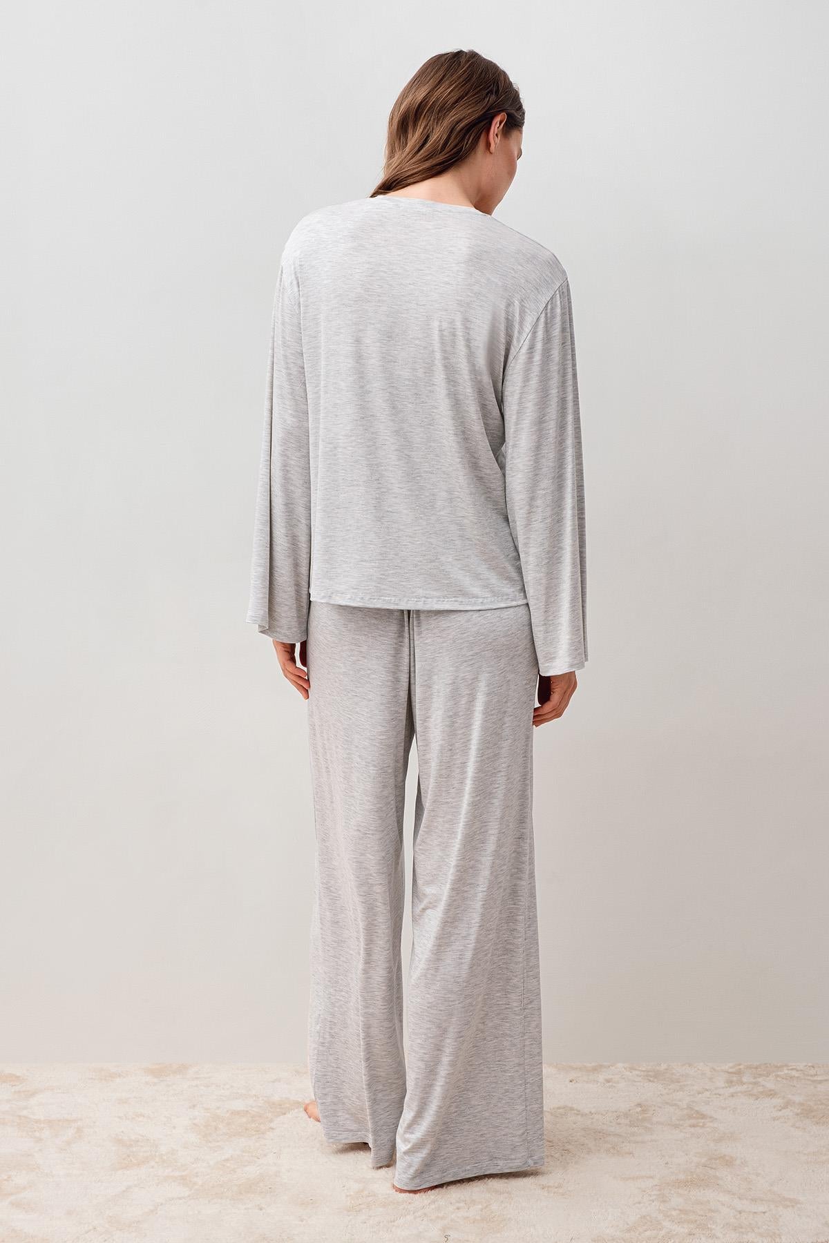 Uzun Kollu Oversize Basic Likralı Viskoz Alt Üst Takım 20210