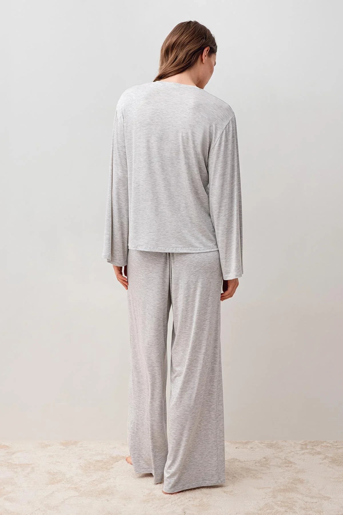 Uzun Kollu Oversize Basic Likralı Viskoz Alt Üst Takım 20210