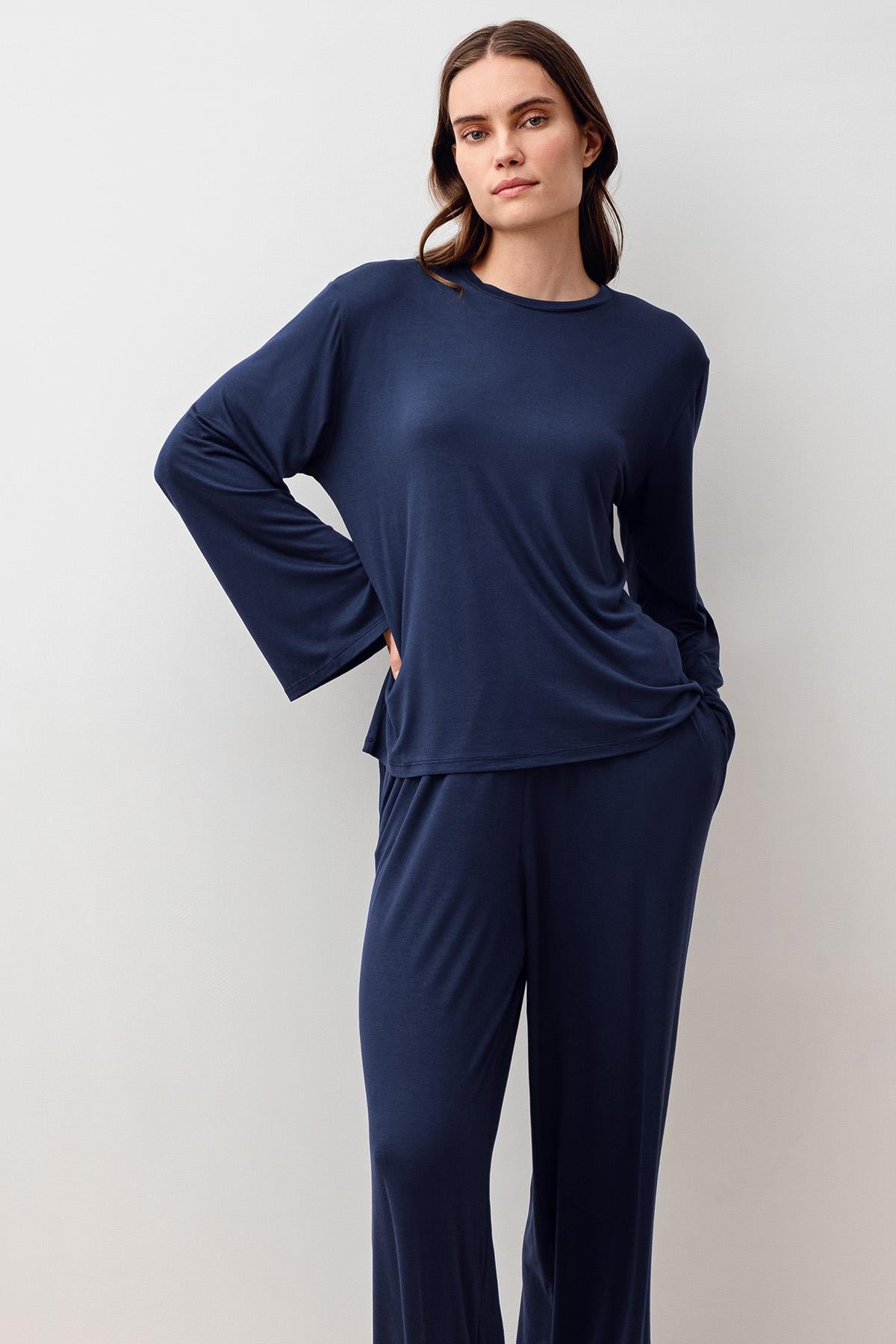 Uzun Kollu Oversize Basic Likralı Viskoz Alt Üst Takım 20210