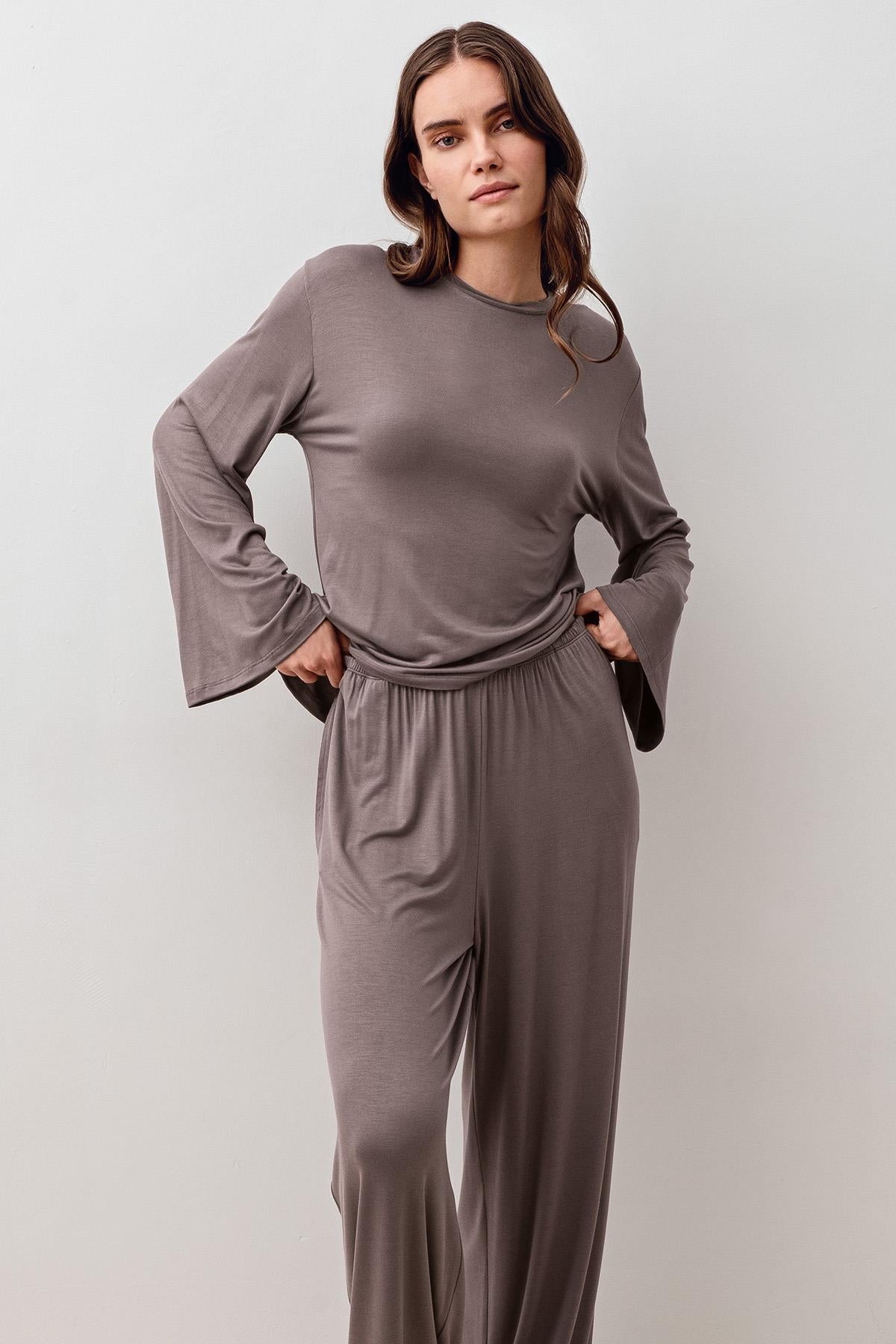 Uzun Kollu Oversize Basic Likralı Viskoz Alt Üst Takım 20210
