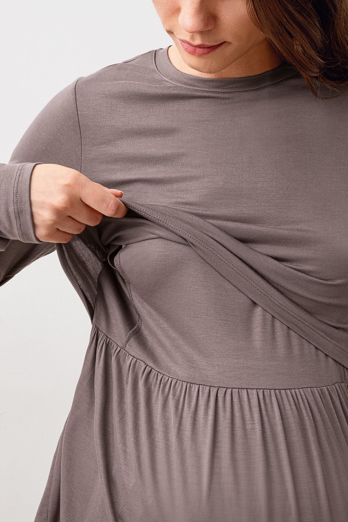Uzun Kollu Esnek Likralı Viskoz Hamile Pijama Takım 20212