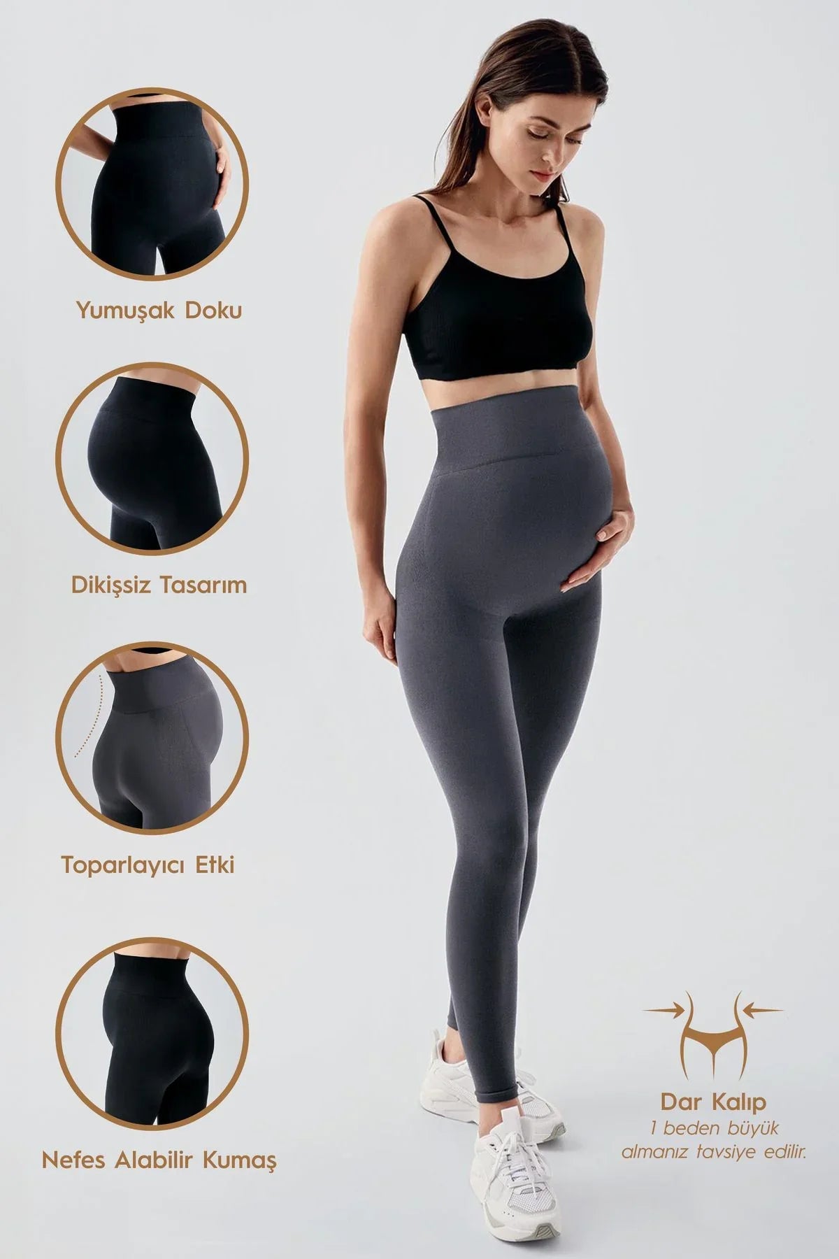 Seamless (Dikişsiz) Yüksek Bel Toparlayıcı Ekstra Esnek Spor Hamile Tayt 26TS1