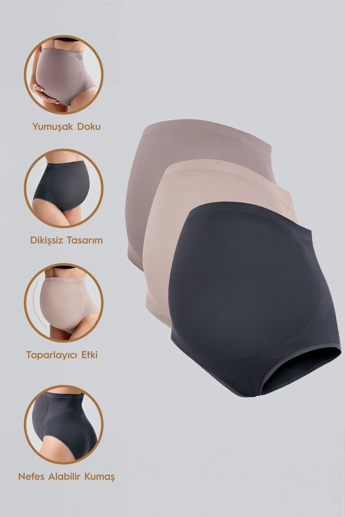 Seamless Soft Texture Flexible Maternity Panties 3-Pack 27K02