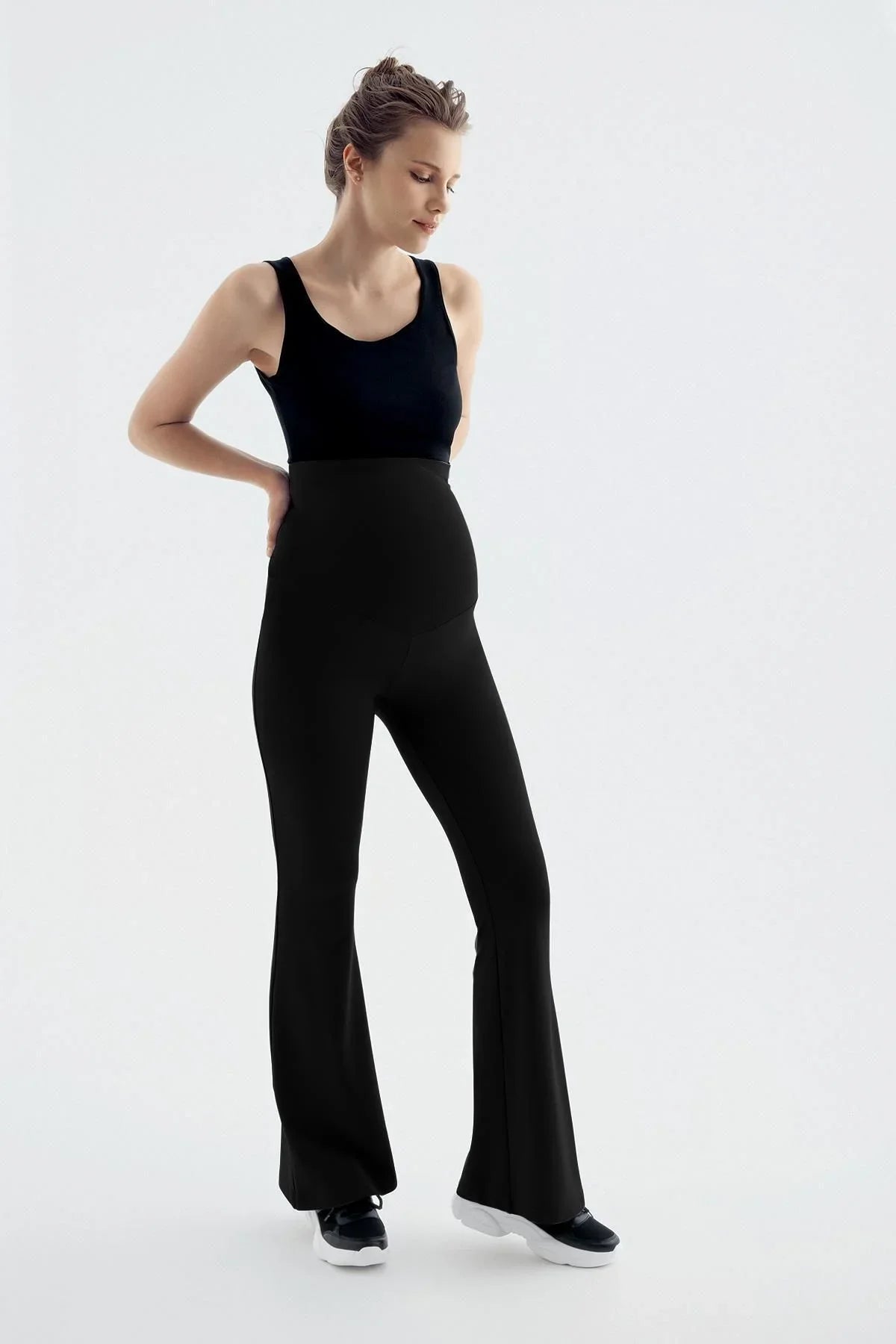 Termal Şardonlu Sıcak Tutan Esnek Beli Ayarlanabilir Kışlık İspanyol Paça Hamile Tayt T18