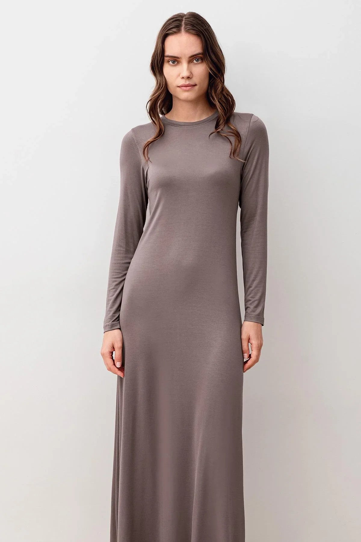 Uzun Kollu Basic Rahat Günlük Likralı Esnek Viskoz Soft Elbise 20108 - Artış Collection