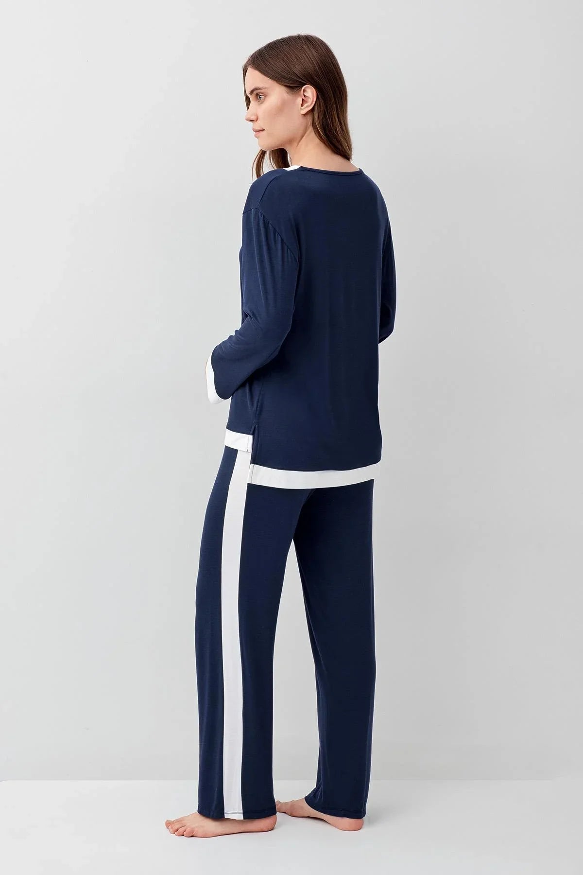 Uzun Kollu Basic Esnek Likralı Viskoz Soft Pijama Takım 18209 - Artış Collection