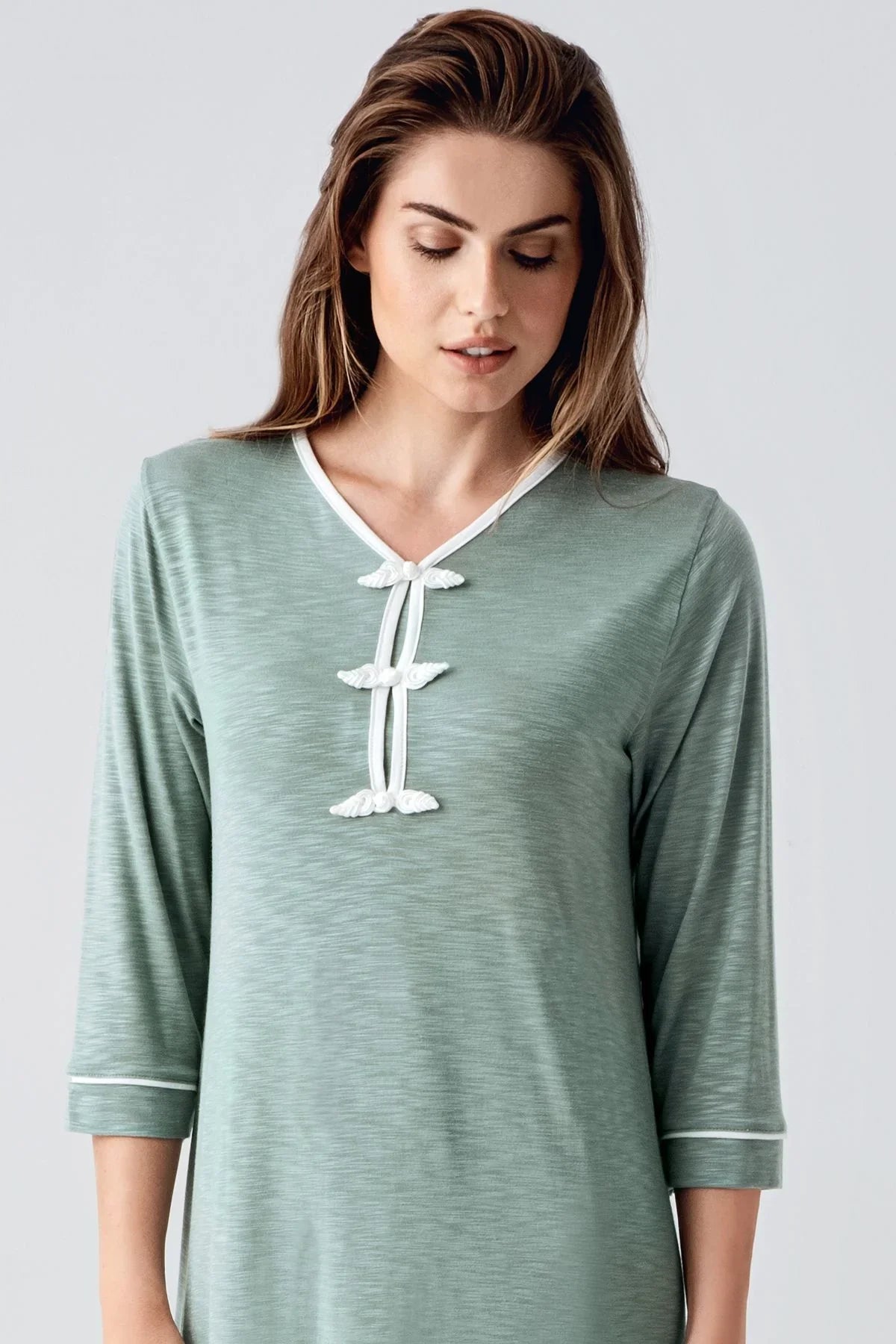 Uzun Kollu Desenli Viskon Hamile Sabahlık Gecelik Takım 24108 - Artış Collection