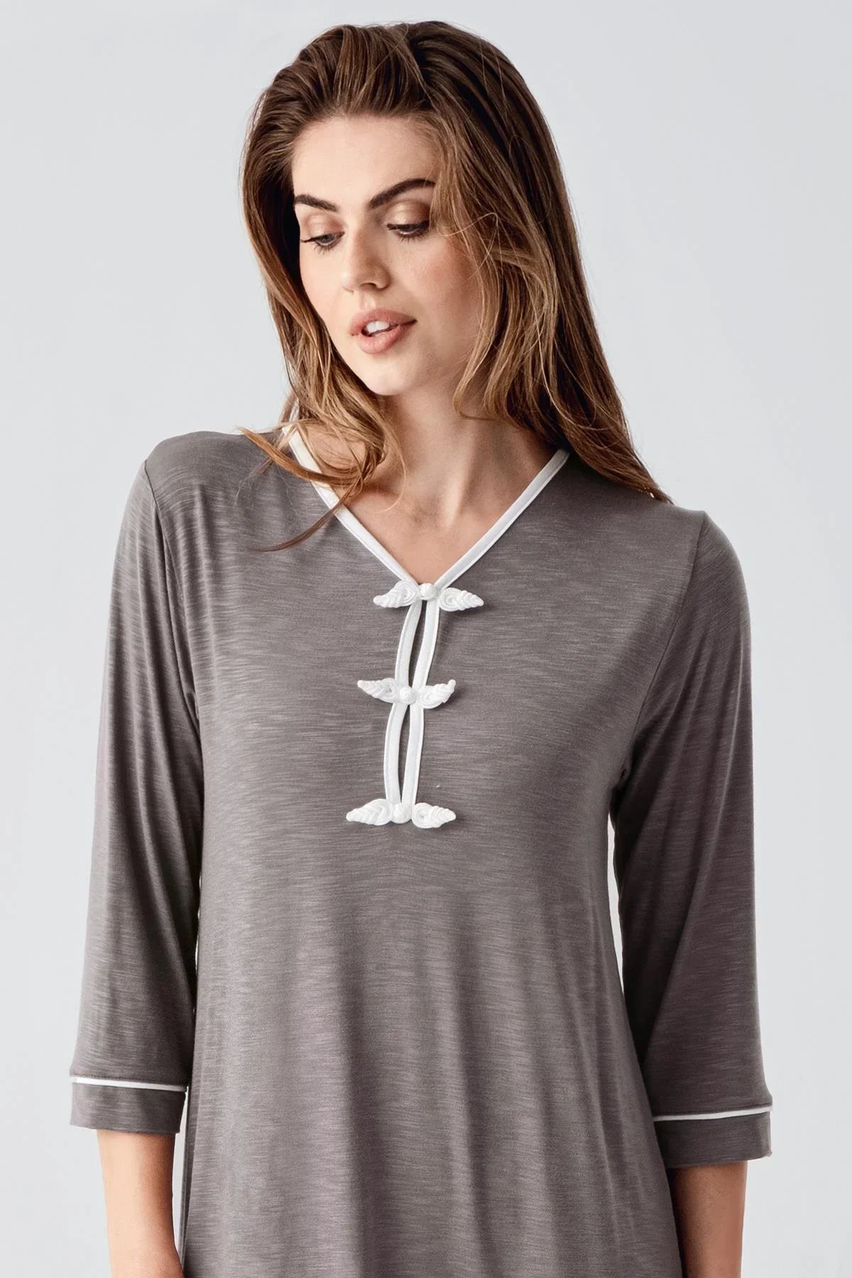 Uzun Kollu Desenli Viskon Hamile Sabahlık Gecelik Takım 24108 - Artış Collection