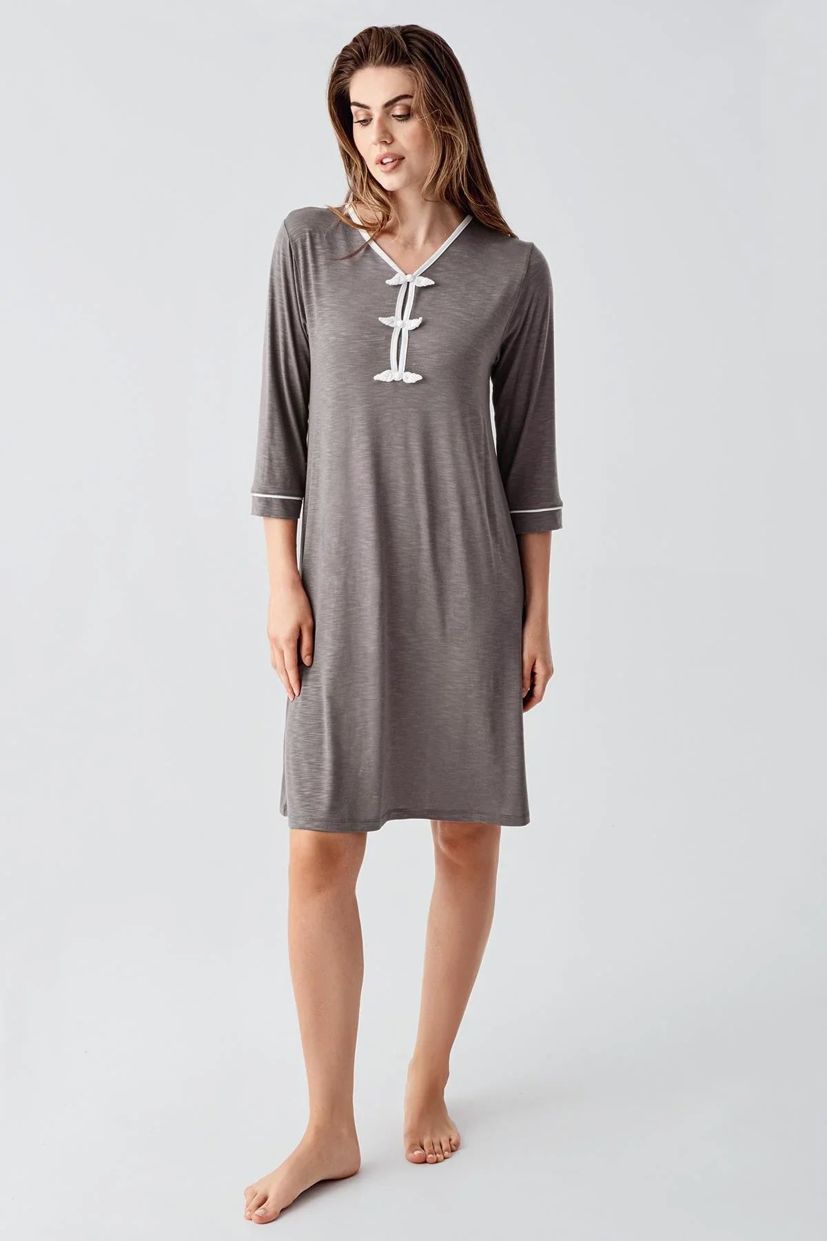 Uzun Kollu Desenli Viskon Hamile Sabahlık Gecelik Takım 24108 - Artış Collection