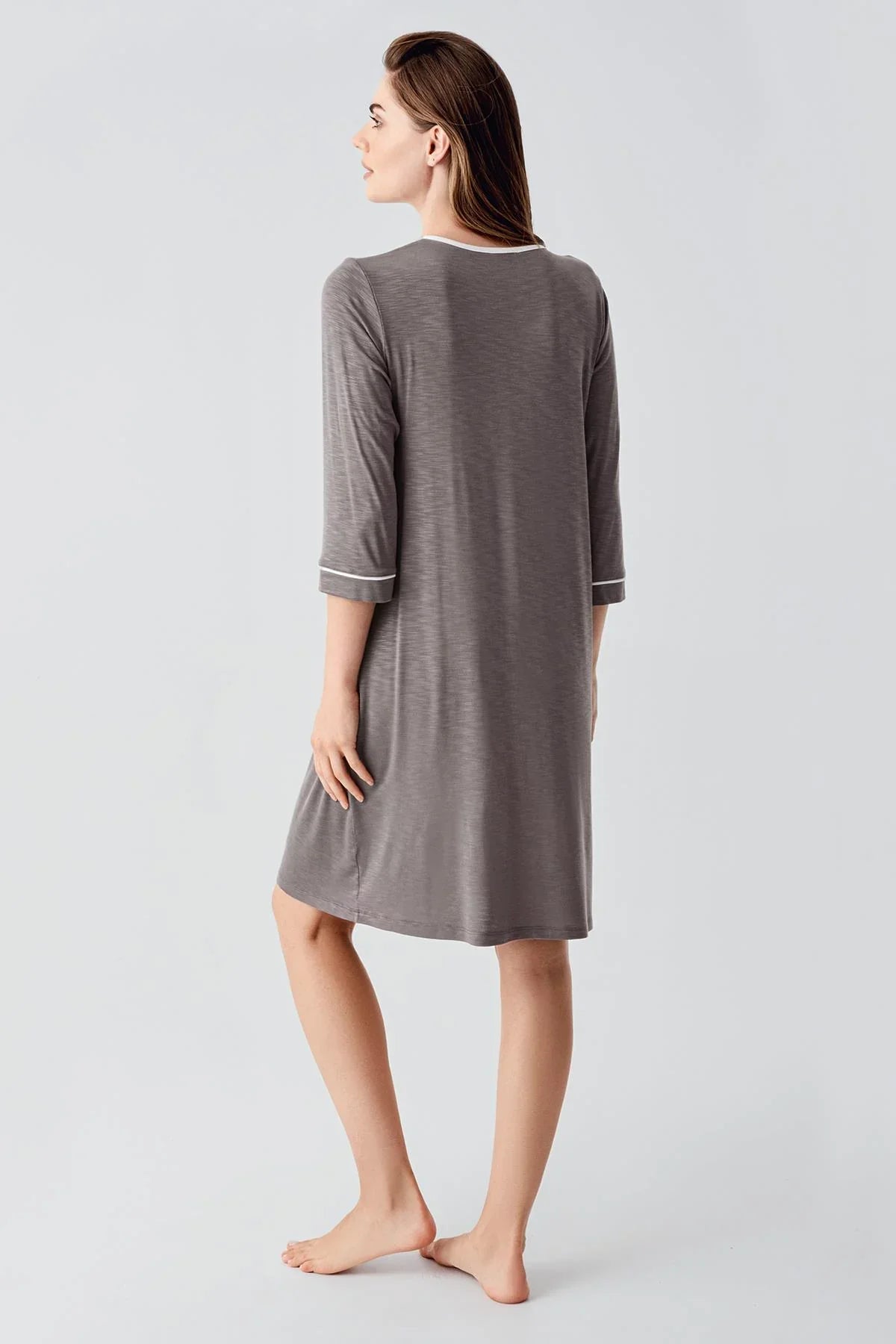 Uzun Kollu Desenli Viskon Hamile Sabahlık Gecelik Takım 24108