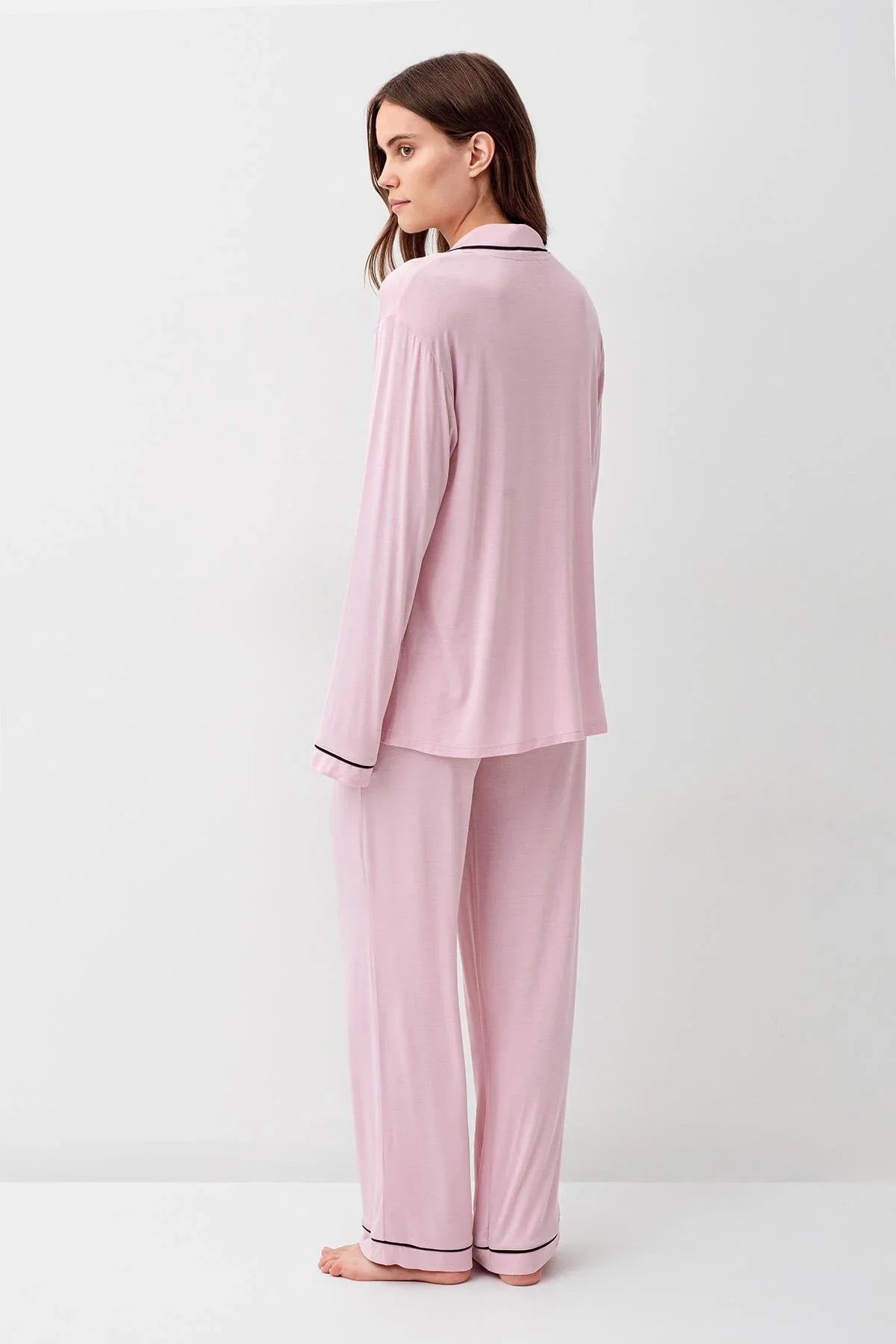 Uzun Kollu Düğmeli Esnek Likralı Viskoz Soft Pijama Takım 18207 - Artış Collection