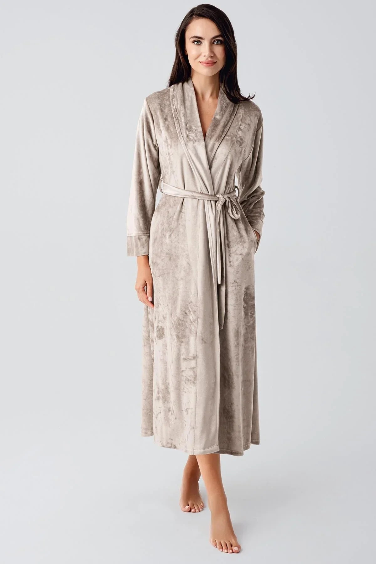 Long Sleeve Flexible Velvet Viscose Dressing Gown 25100