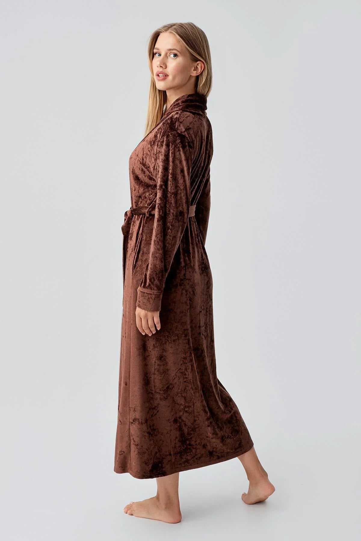 Long Sleeve Flexible Velvet Viscose Dressing Gown 25100
