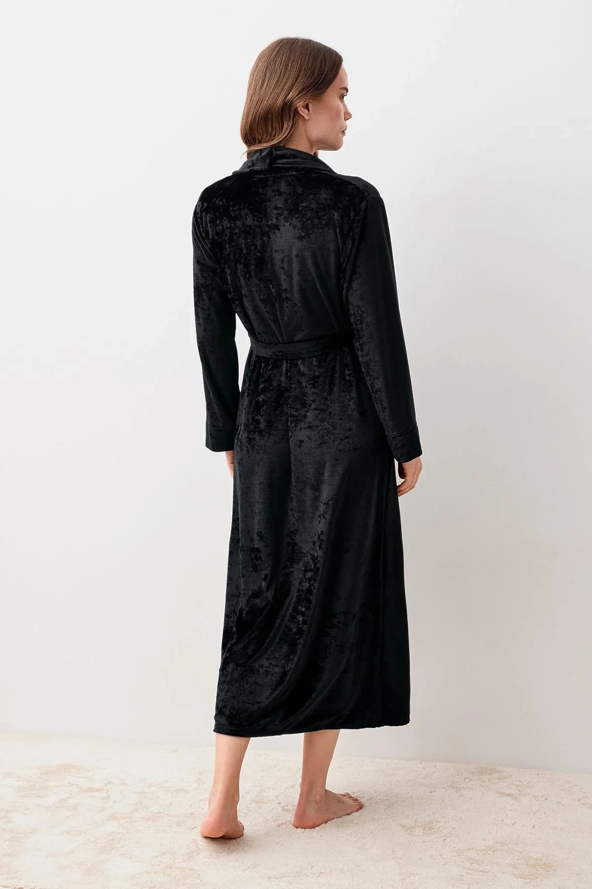 Long Sleeve Flexible Velvet Viscose Dressing Gown 25100