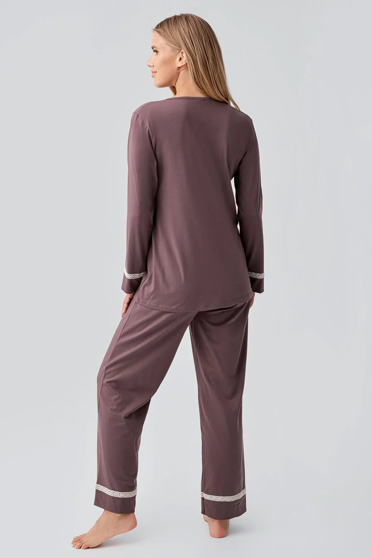Uzun Kollu Esnek Pamuklu Hamile Pijama Takım 18201 - Artış Collection