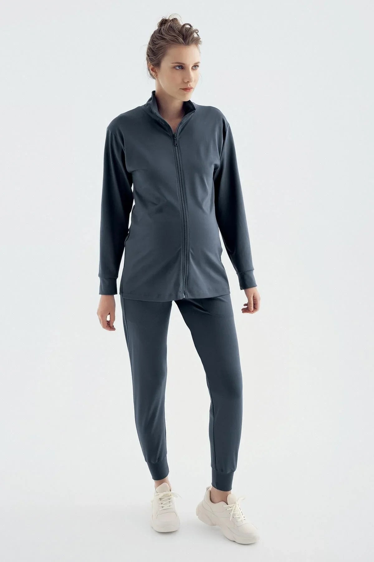 Long Sleeve Zippered Jogger Flexible Maternity Tracksuit ET02