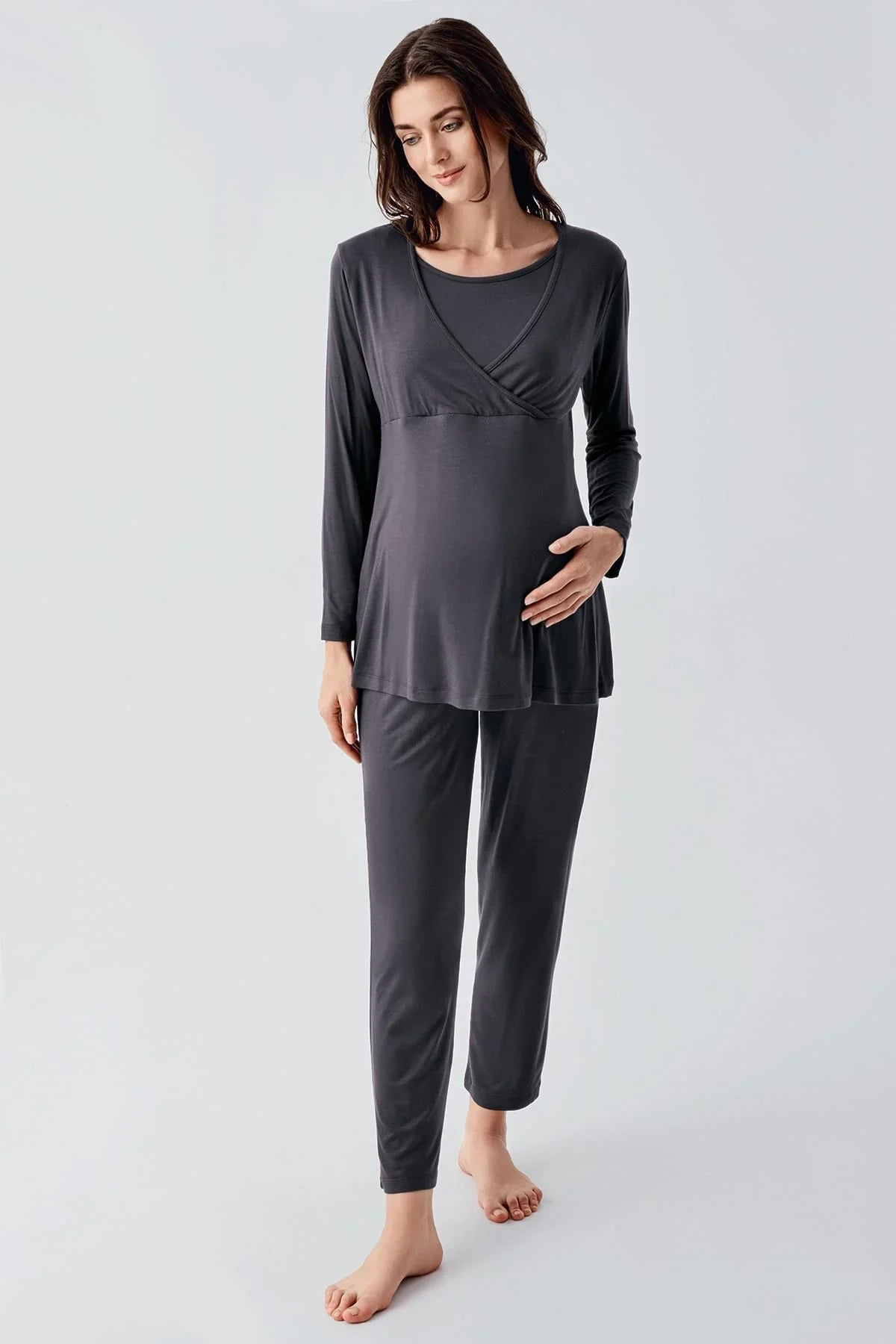 Long Sleeve Lycra Viscose Maternity Pajama Set 22105