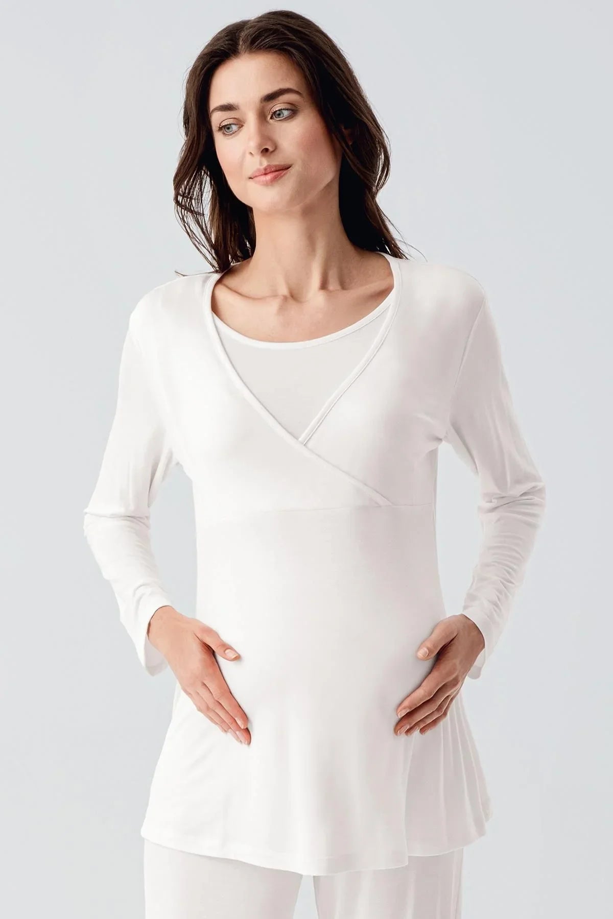 Long Sleeve Lycra Viscose Maternity Pajama Set 22105