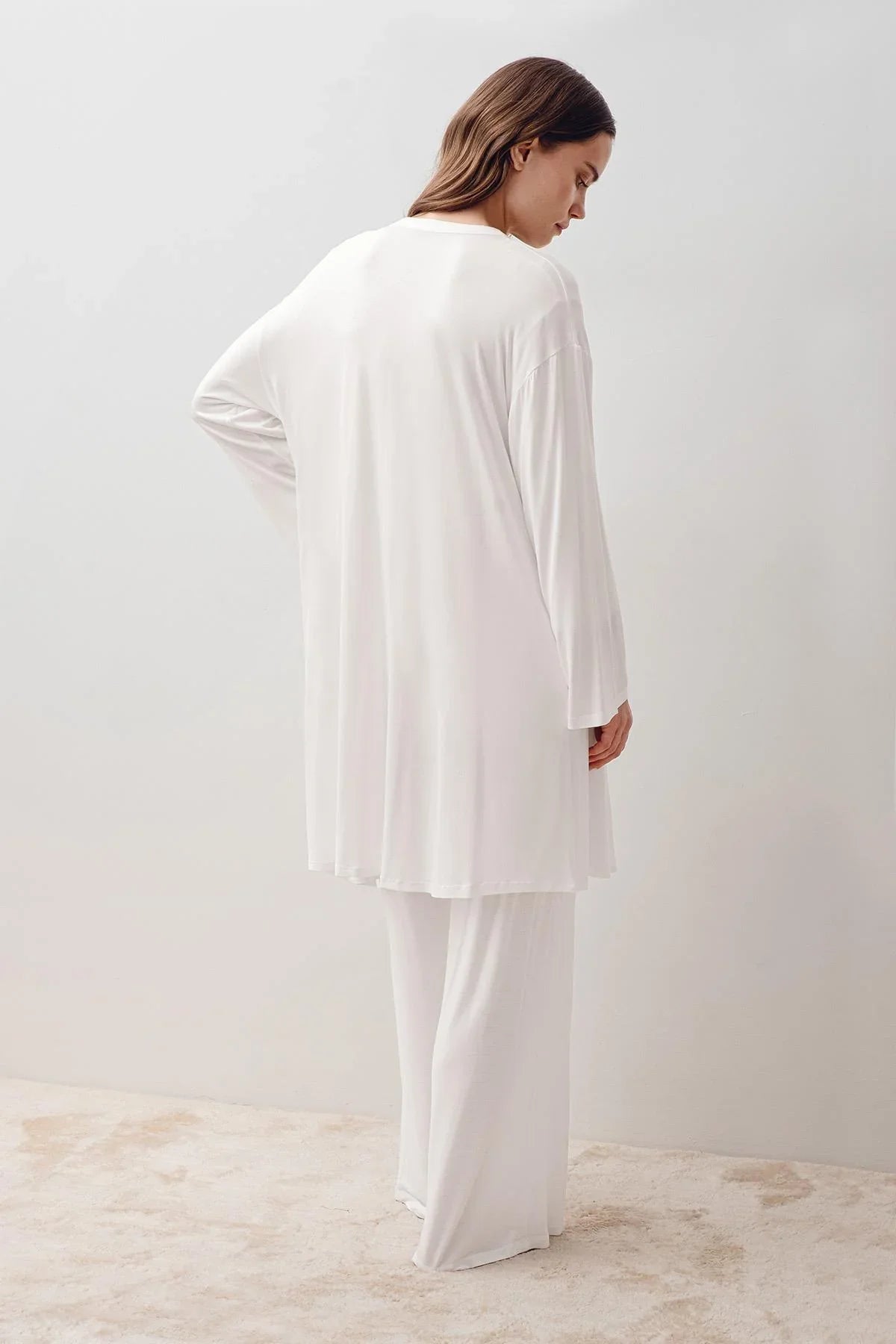 Uzun Kollu Likralı Viskoz Hamile Sabahlık Pijama Takım 20302 - Artış Collection