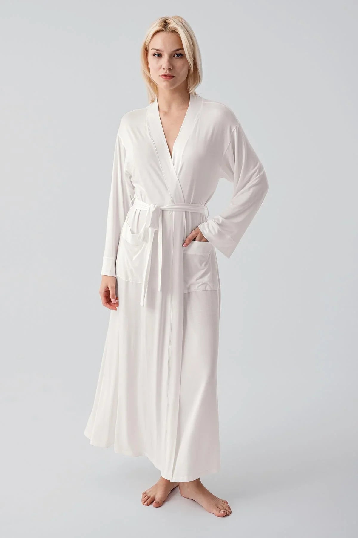 Uzun Kollu Likralı Esnek Viskoz Soft Sabahlık 19500