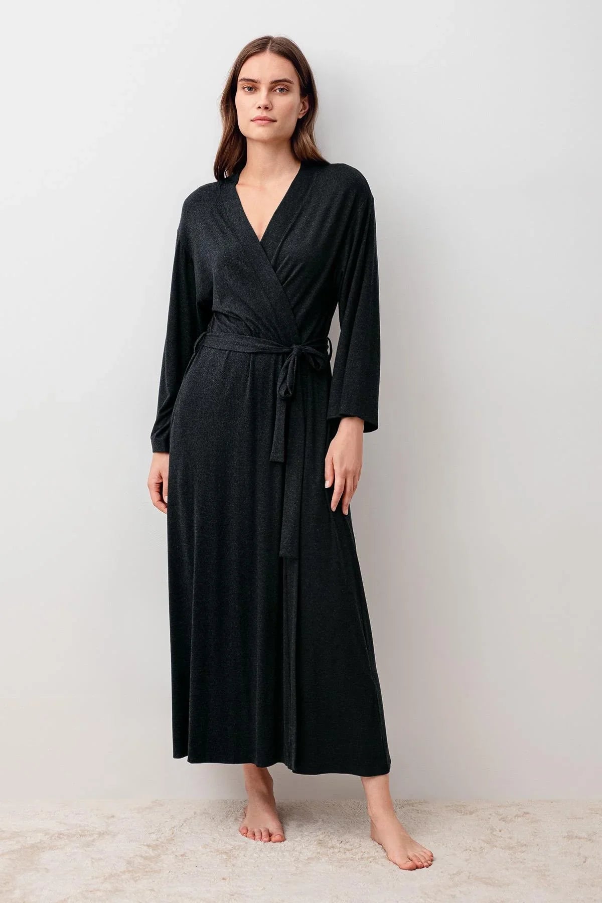 Long-Sleeve Soft-Texture Flexible Viscose Robe 20500