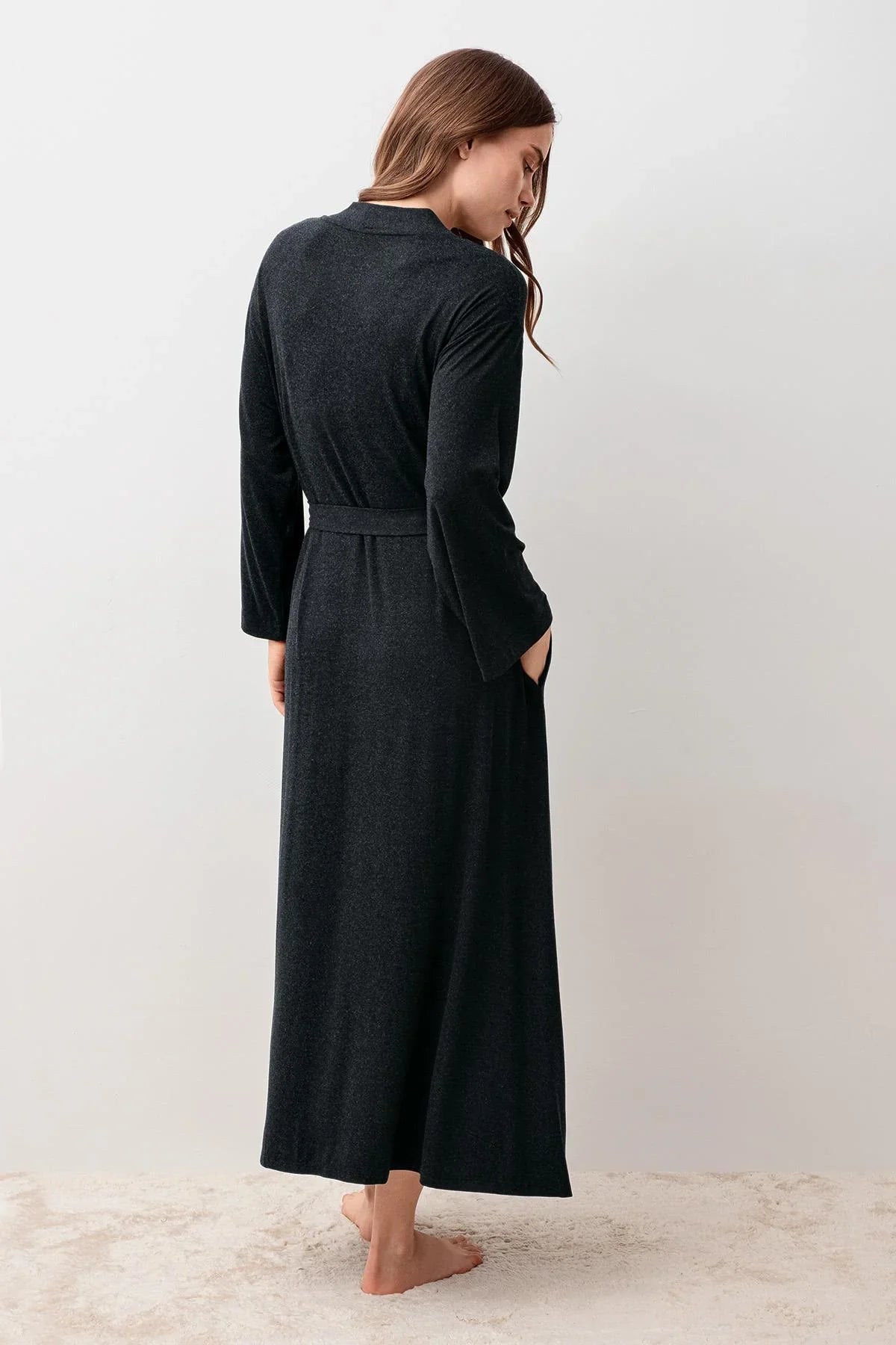 Long-Sleeve Soft-Texture Flexible Viscose Robe 20500