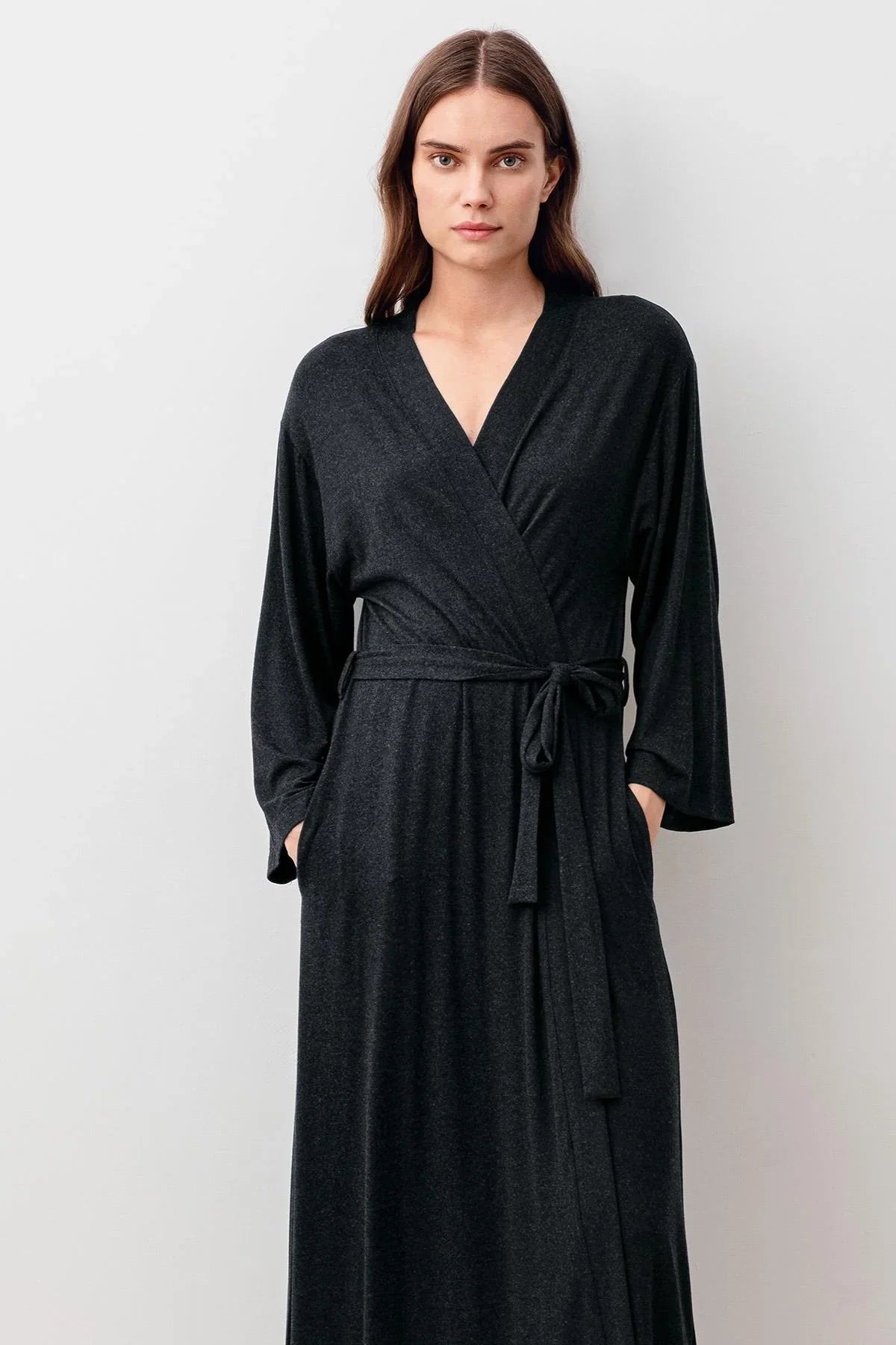 Long-Sleeve Soft-Texture Flexible Viscose Robe 20500