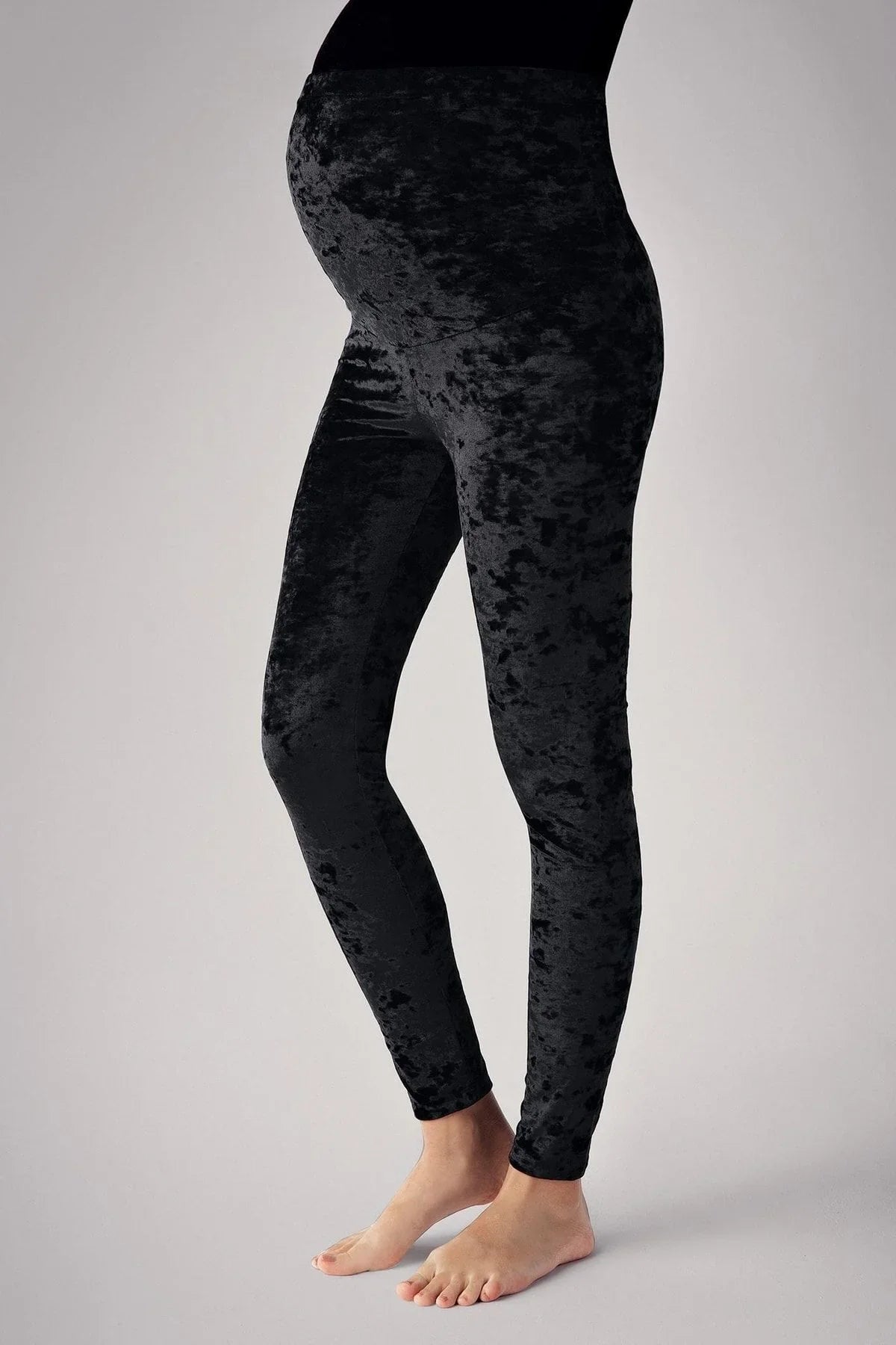 Increase Velvet Black Adjustable Waist Maternity Leggings - T04