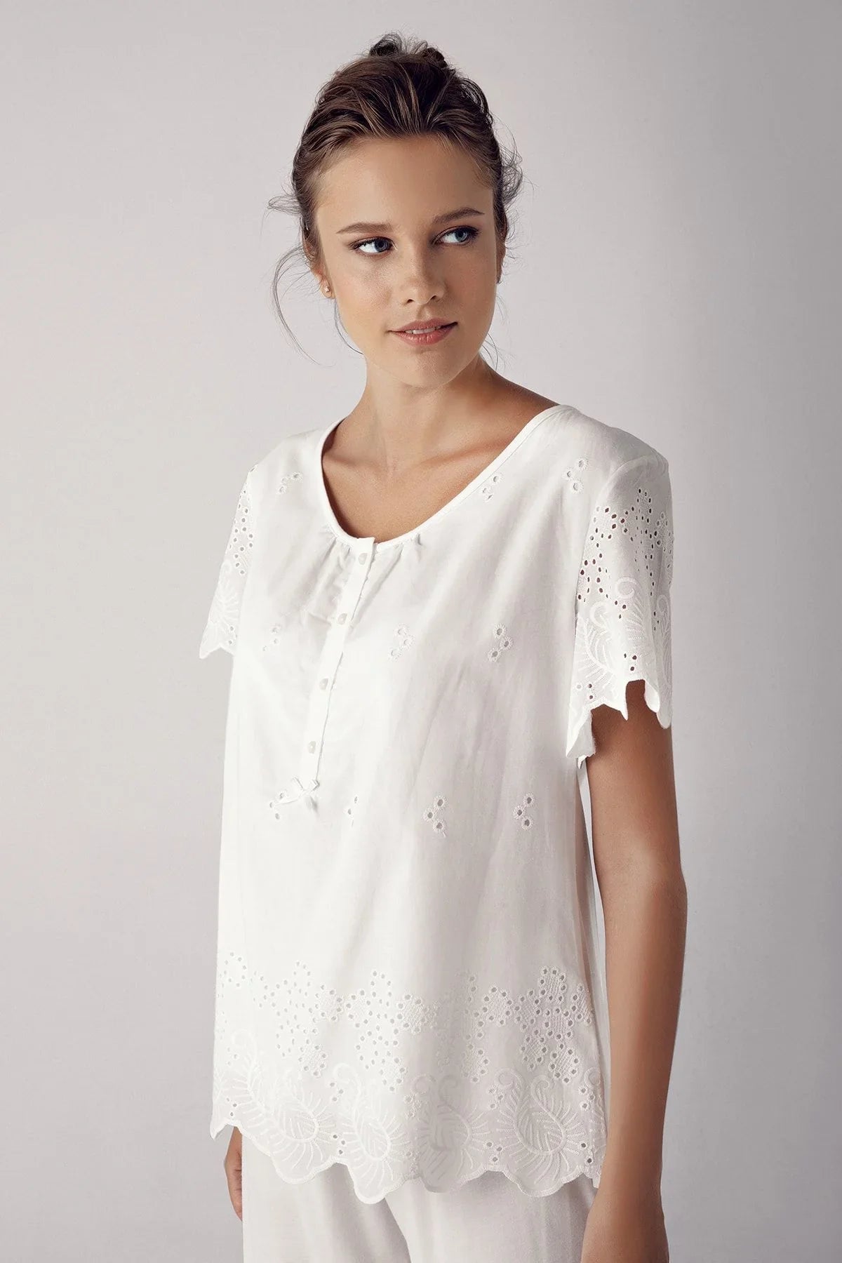 Kısa Kol Pamuklu Vual Lohusa Pijama Takım 10215