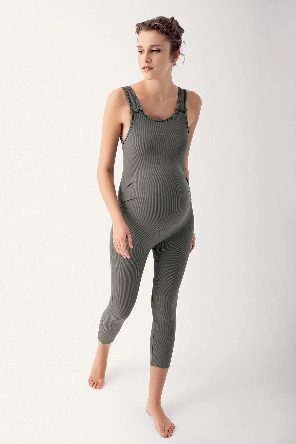 Askılı Fitilli Likralı Emzirme Detaylı Hamile Tulum FT01