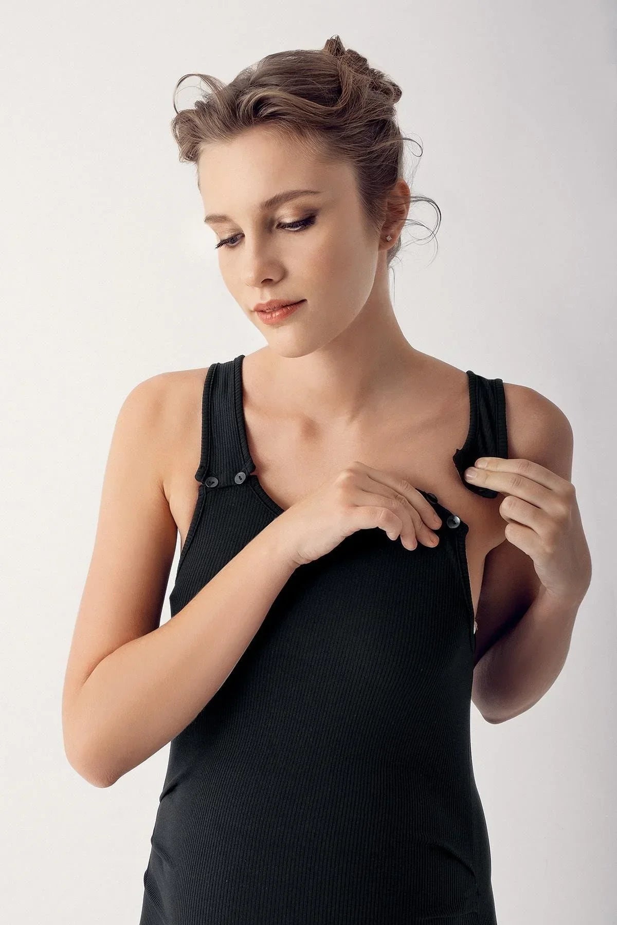 Askılı Fitilli Likralı Emzirme Detaylı Hamile Tulum FT01