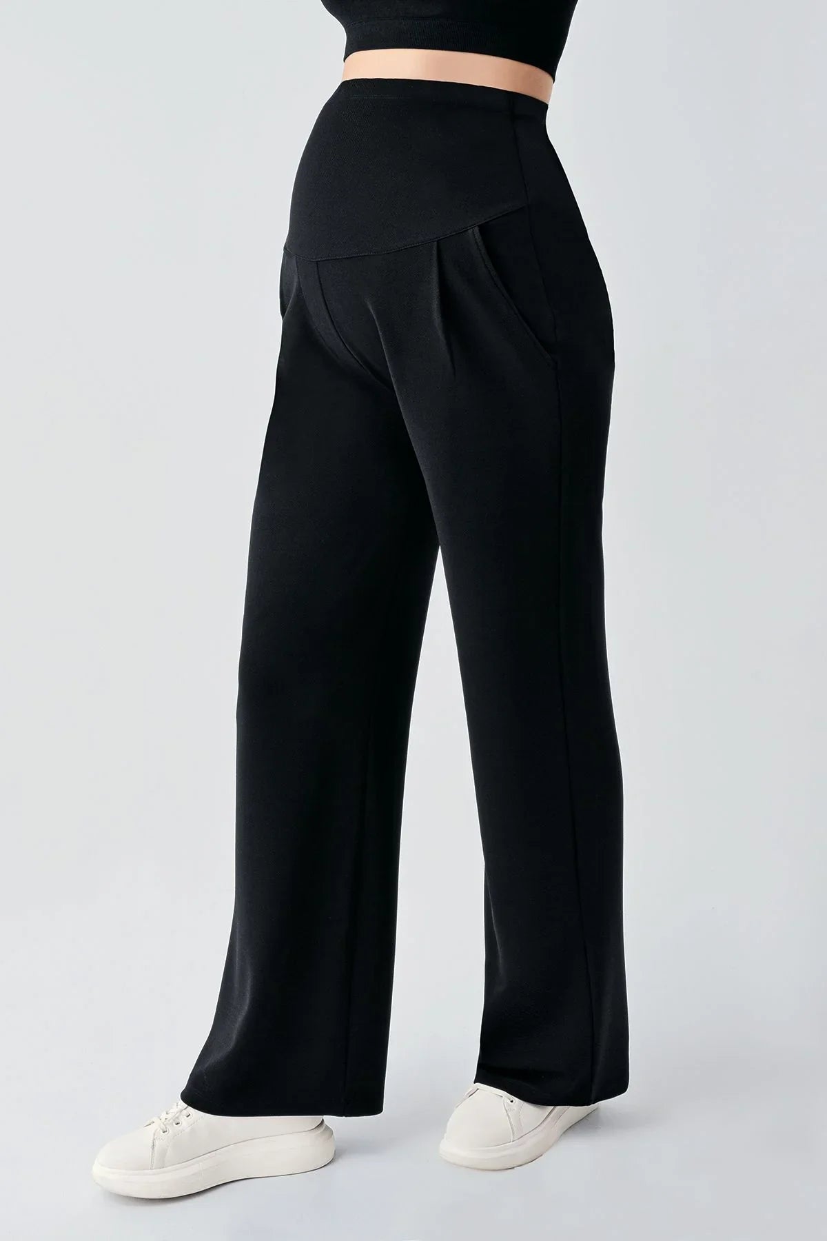Adjustable High Waist Flexible Maternity Palazzo Trousers PLZ01