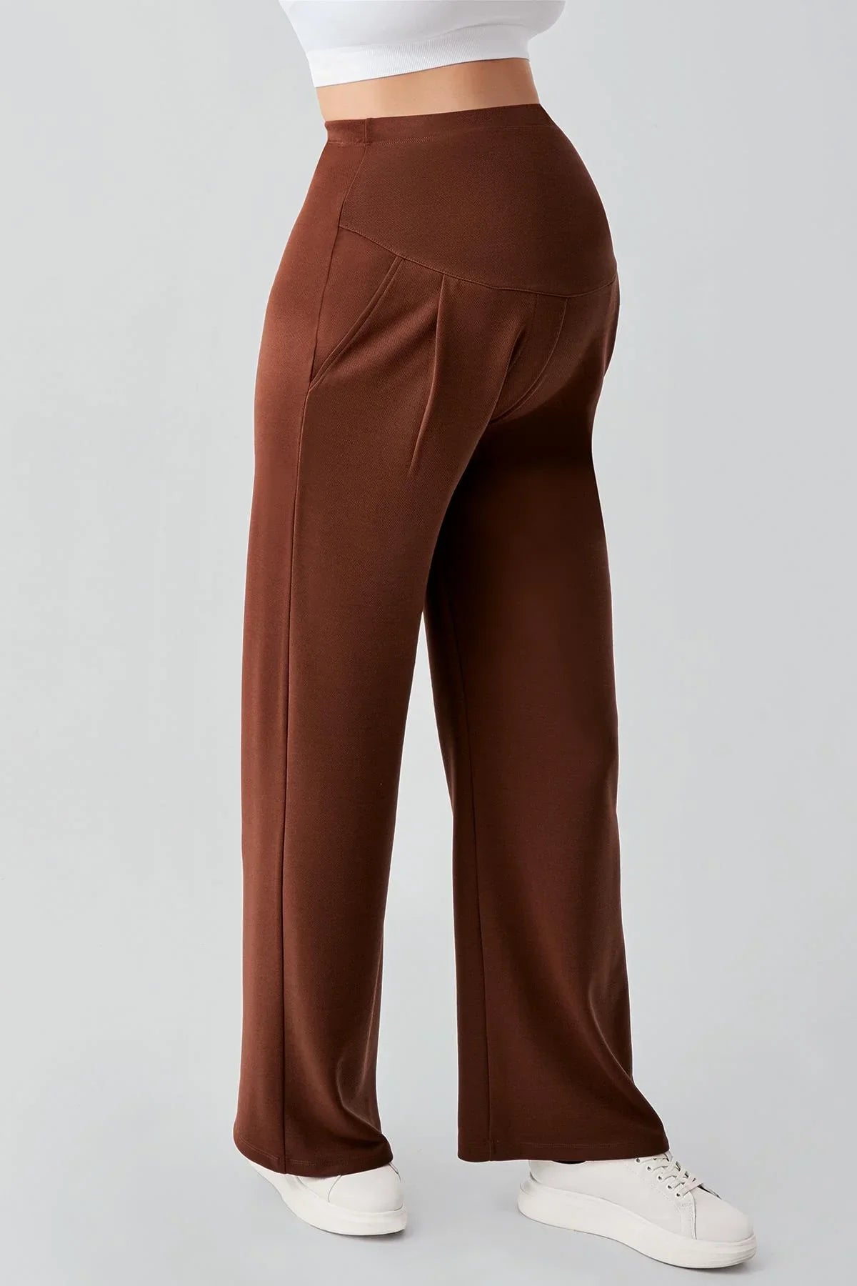 Adjustable High Waist Flexible Maternity Palazzo Trousers PLZ01