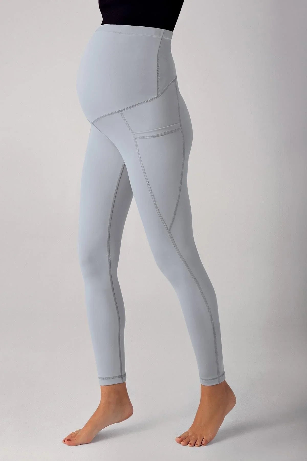 Adjustable High Waist Flexible Gathering Double Pocket Sports Maternity Tights T06