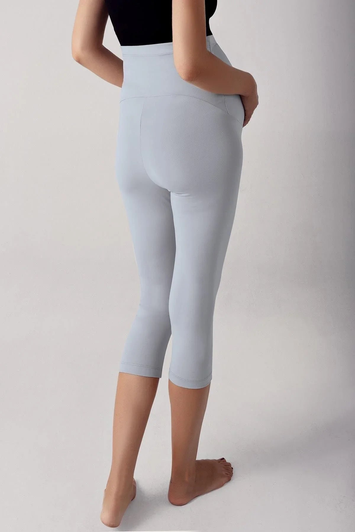 Ayarlanabilir Yüksek Bel Esnek Toparlayıcı Diz Altı Kapri Hamile Tayt T08