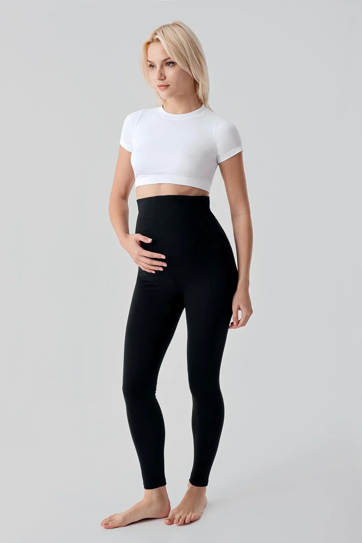 Adjustable High Waist Long Lycra Stretch Cotton Maternity Leggings T28