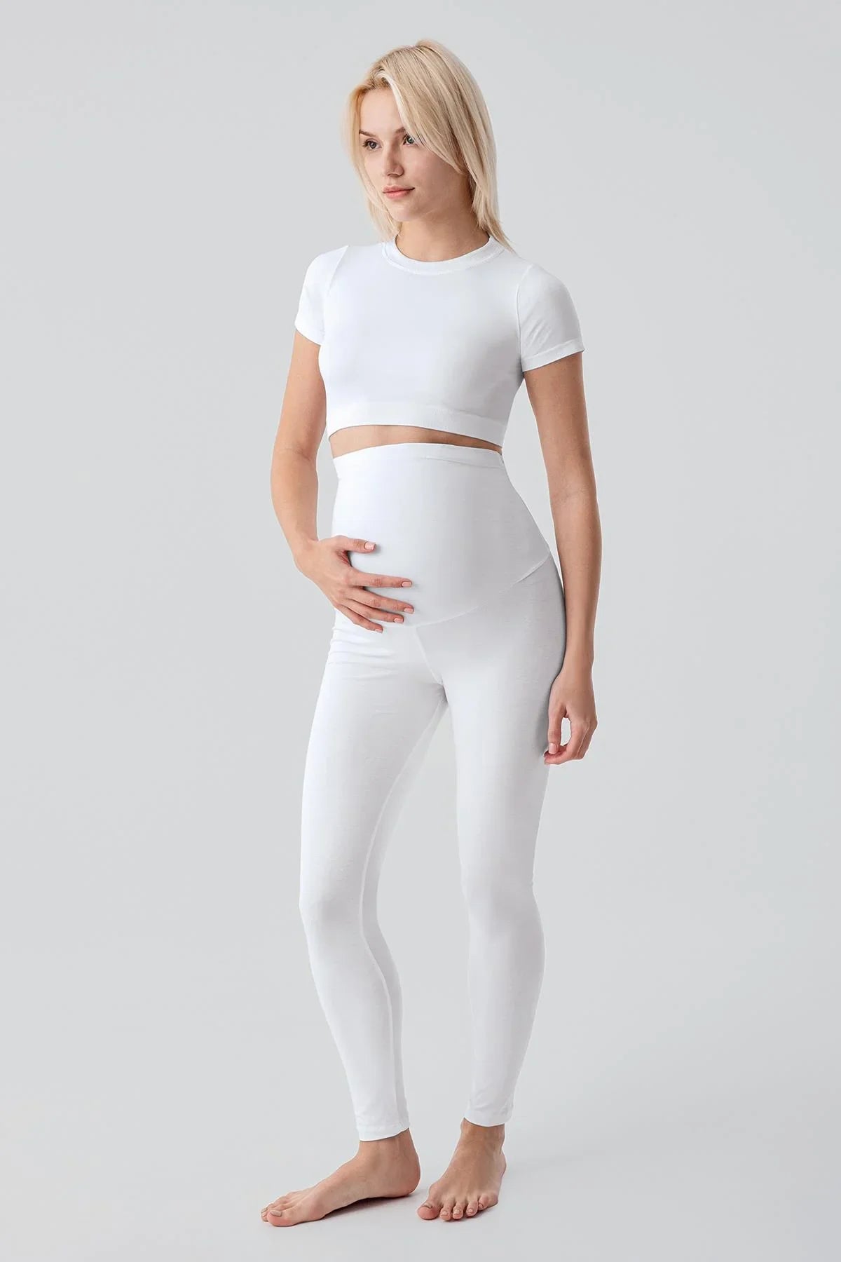 Adjustable High Waist Long Lycra Stretch Cotton Maternity Leggings T28