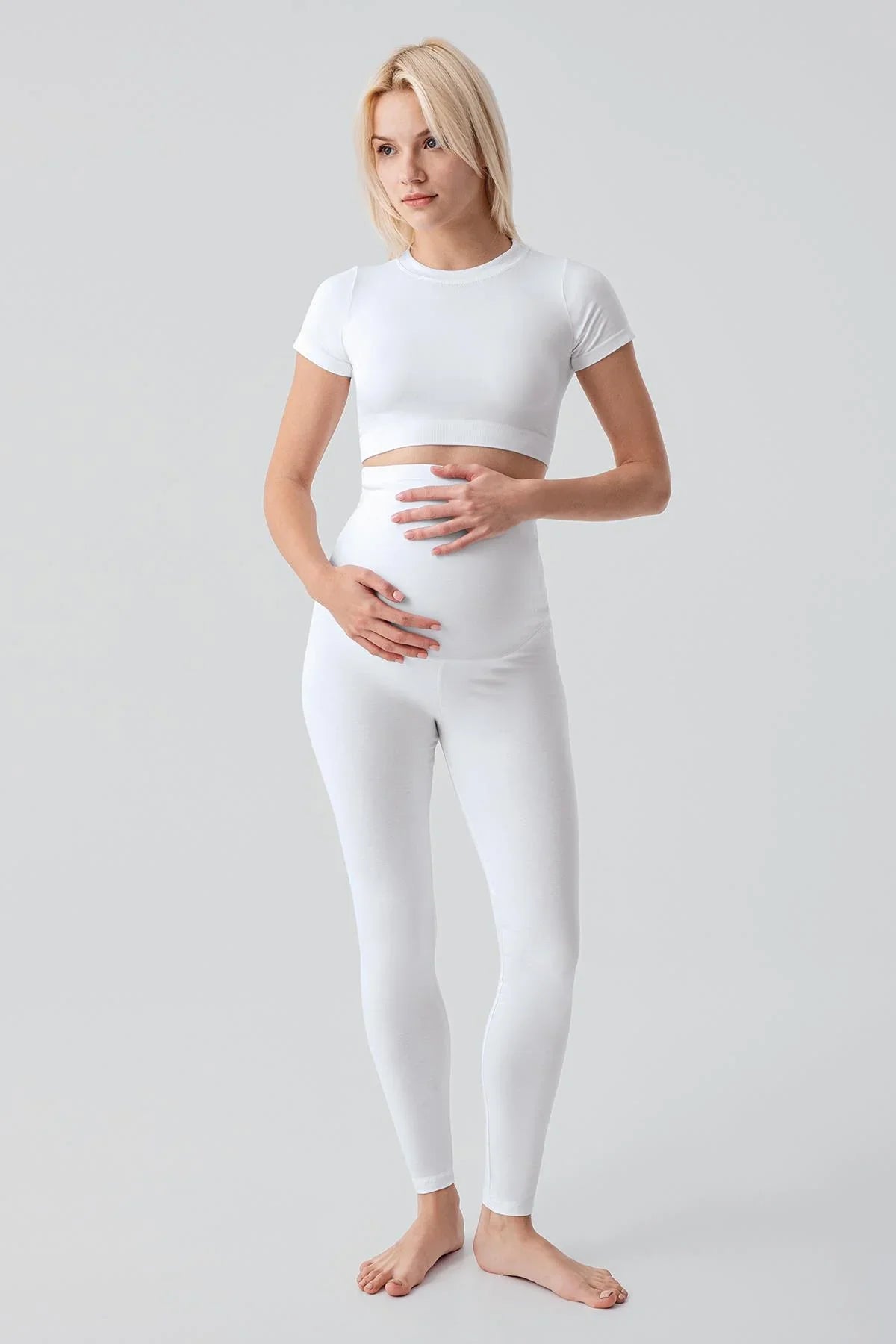 Adjustable High Waist Long Lycra Stretch Cotton Maternity Leggings T28