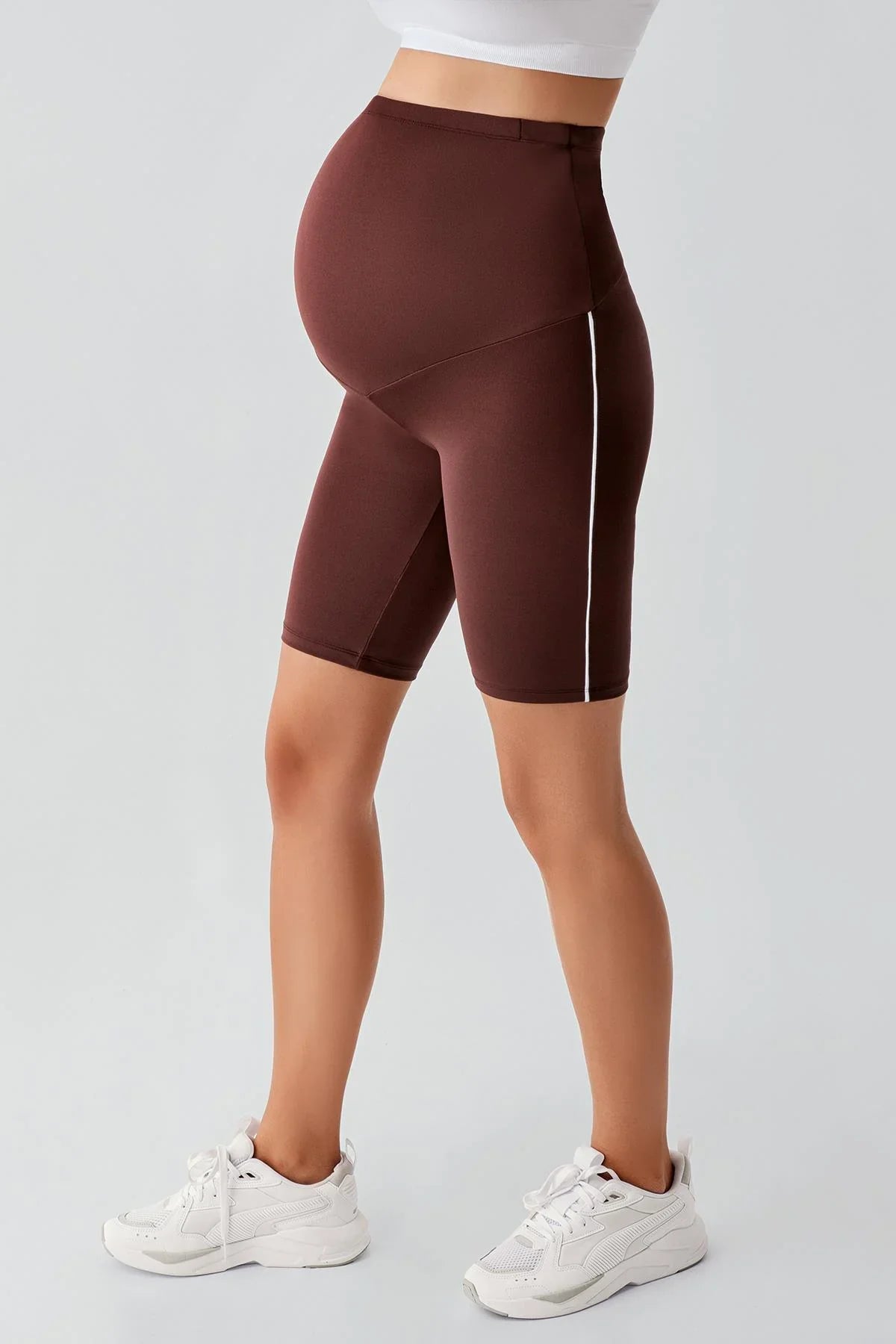 Biased Above Knee Biker Flexible Adjustable Waist Maternity Leggings T27