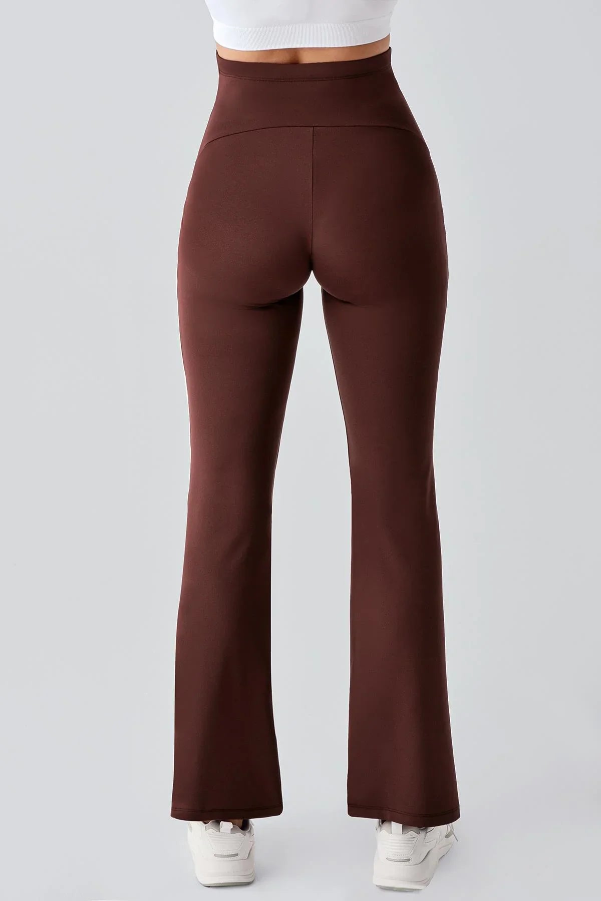 High-waisted brown maternity flared leggings, stretchy fabric, Artış Collection