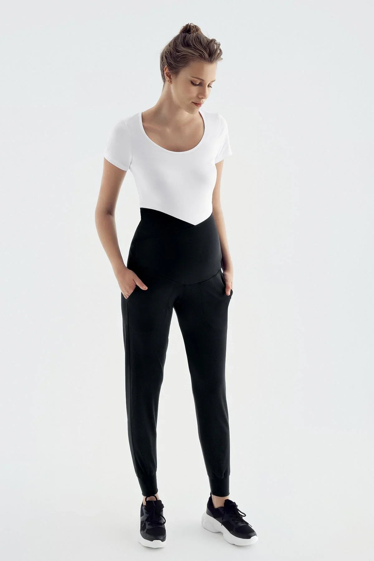 Çapraz Kemer Yüksek Bel Cepli Hamile Jogger Eşofman Altı E03