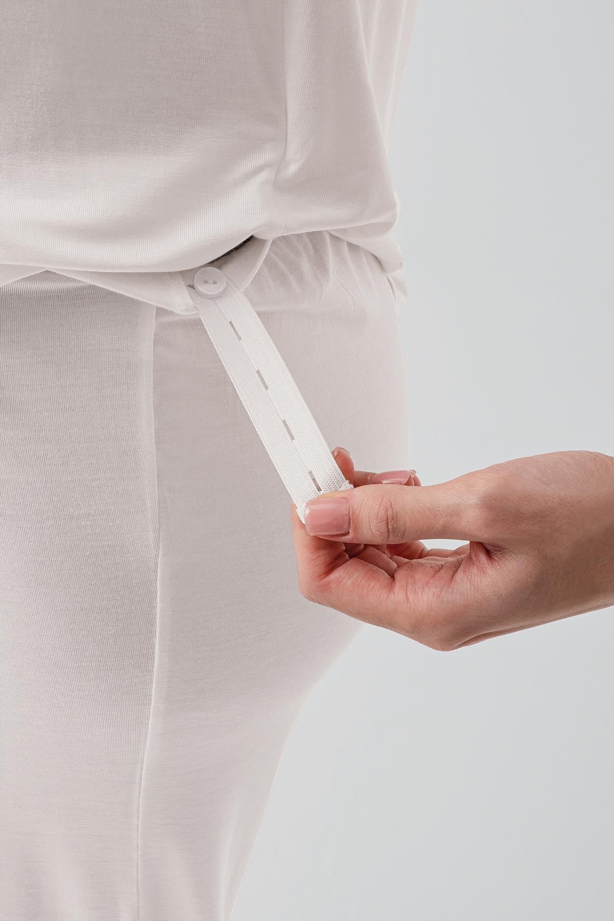 Kısa Kollu Emzirme Bölmeli Ayarlanabilir Bel Esnek Viskoz Hamile Pijama Takım 19217 - Artış Collection